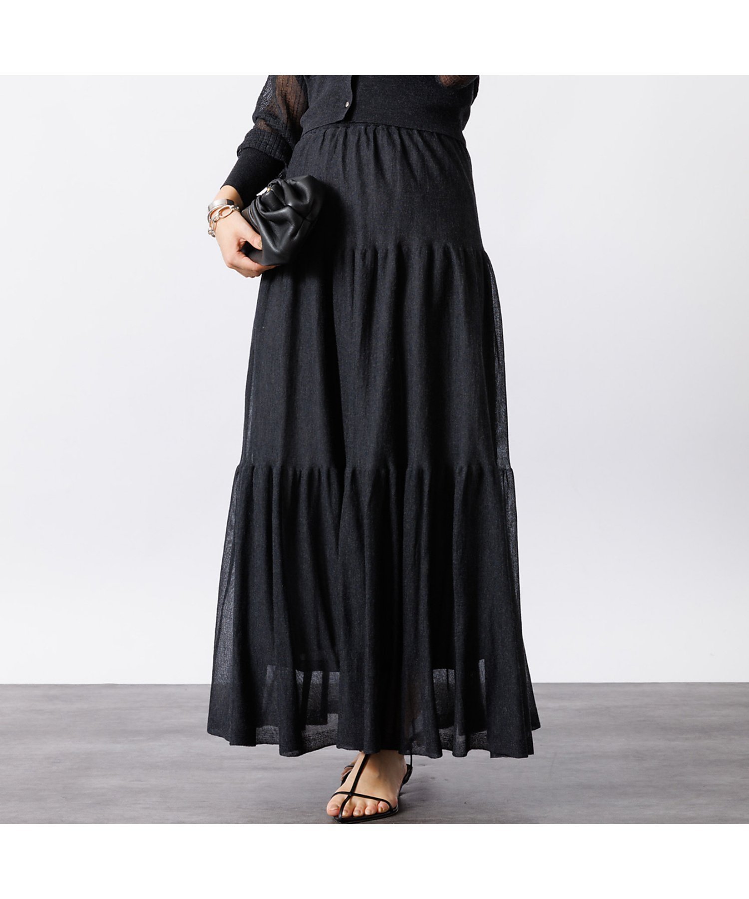【ルージュヴィフラクレ/Rouge vif la cle】の【セットアップ対応】シアーティアードスカート 人気、トレンドファッション・服の通販 founy(ファニー) 　ファッション　Fashion　レディースファッション　WOMEN　セットアップ　Setup　スカート　Skirt　スカート　Skirt　ティアードスカート　Tiered Skirts　カーディガン　Cardigan　セットアップ　Set Up　ティアード　Tiered　ティアードスカート　Tiered Skirt　フェミニン　Feminine　夏　Summer　春　Spring　S/S・春夏　Ss・Spring/Summer　 other-1|ID: prp329100004561706 ipo3291000000032254890