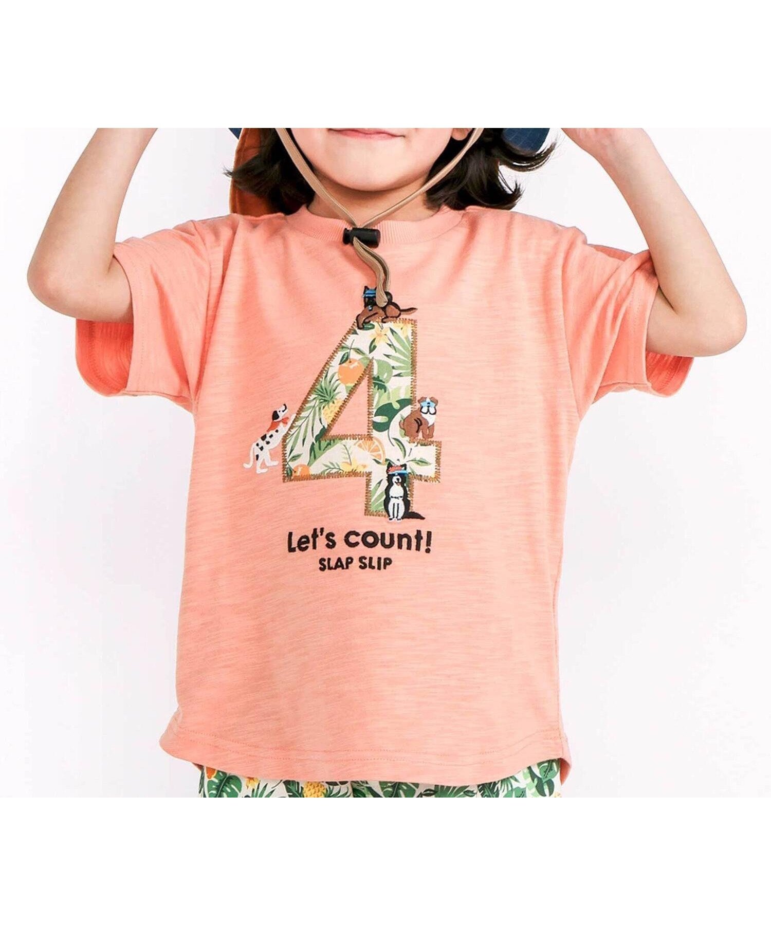 【その他のブランド/Other】の【お揃い/接触冷感】総柄ナンバリングカウントパッチTシャツ(80~130cm) インテリア・キッズ・メンズ・レディースファッション・服の通販 founy(ファニー) 　ファッション　Fashion　キッズファッション　Fashion for Kids　オレンジ　Orange　ヴィンテージ　Vintage Style　クール　Cool, Chic　サングラス　Sunglasses, Shades　ショート　Short, Short Length　スカーフ　Scarf, Neckwear　ハーフ　Half, Half-Length　フロント　Front, Front Design　プリント　Print, Printed Pattern　ボタニカル　Botanical, Floral Pattern　半袖　Short Sleeve, Half Sleeve　帽子　Hat, Headwear　モチーフ　Motif, Design Theme　おすすめ　Recommended / Our Picks　2025年　2025　2025春夏・S/S　Spring/Summer 2025 SS25　オレンジ|ID: prp329100004561713 ipo3291000000032986522