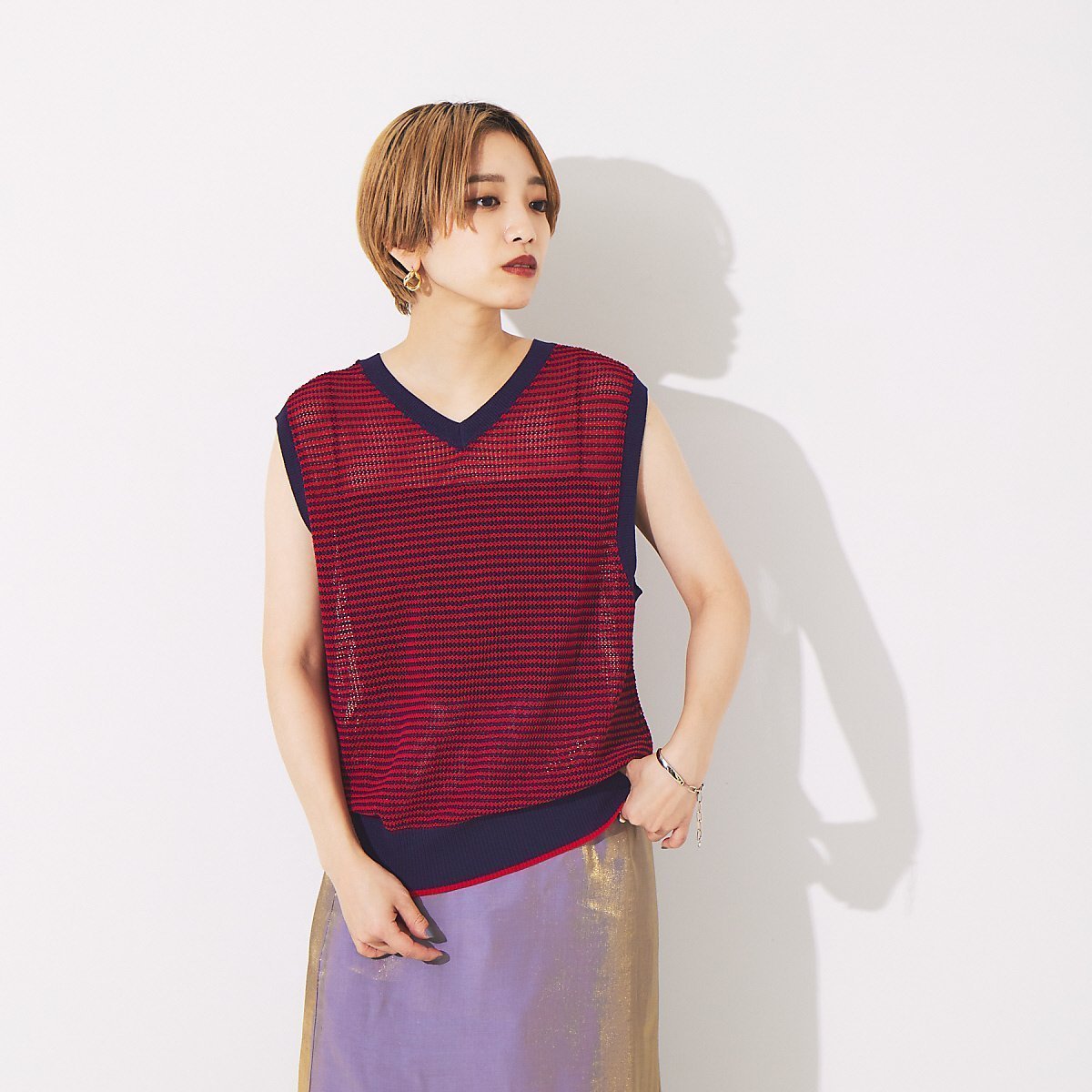 【その他のブランド/Other】のメッシュボーダー2WAYプルオーバー インテリア・キッズ・メンズ・レディースファッション・服の通販 founy(ファニー) 　ファッション　Fashion　レディースファッション　WOMEN　トップス・カットソー　Tops/Tshirt　プルオーバー　Pullover　トレンド　Trend　バランス　Balance　フィット　Fit　ボトム　Bottom　ボーダー　Border　メッシュ　Mesh　レッド|ID: prp329100004561779 ipo3291000000032255433