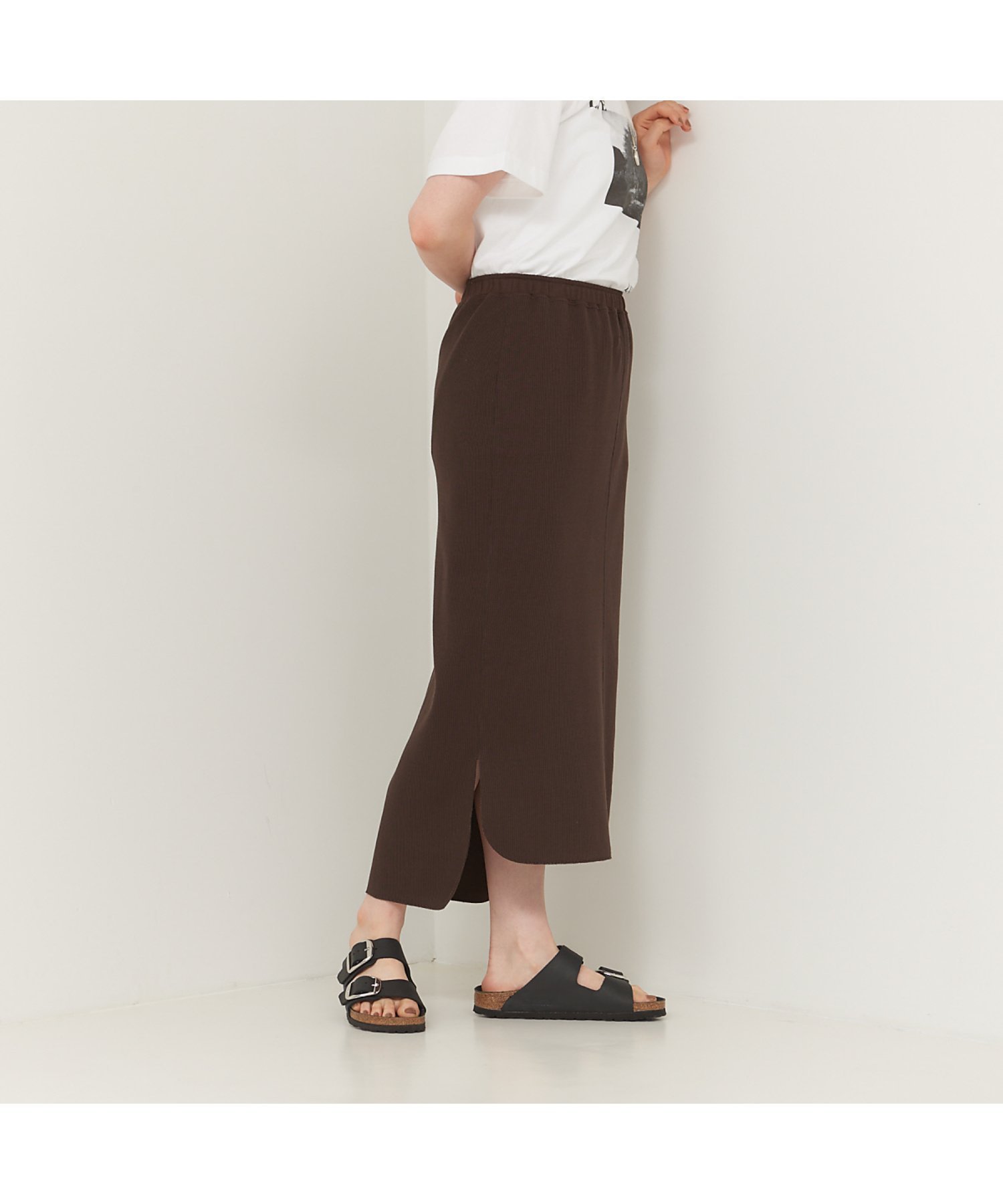 【コレックス/collex】のサイドスリットIラインロングスカート インテリア・キッズ・メンズ・レディースファッション・服の通販 founy(ファニー) 　ファッション　Fashion　レディースファッション　WOMEN　スカート　Skirt　ロングスカート　Long Skirt　おすすめ　Recommend　サンダル　Sandals　シンプル　Simple　スリット　Slit　バランス　Balance　ビーチ　Beach　フラット　Flat　ブラウン|ID: prp329100004561815 ipo3291000000032255683