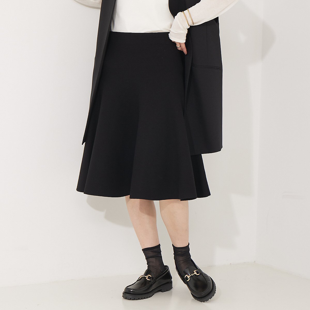 【ルージュヴィフラクレ/Rouge vif la cle】の【セットアップ対応】ニットフレアミニスカート インテリア・キッズ・メンズ・レディースファッション・服の通販 founy(ファニー) 　ファッション　Fashion　レディースファッション　WOMEN　セットアップ　Setup　スカート　Skirt　スカート　Skirt　ミニスカート　Mini Skirts　おすすめ　Recommend　ストレッチ　Stretch　セットアップ　Set Up　トレンド　Trend　フレア　Flare　ベスト　Vest　ロング　Long　定番　Standard　ビジネス 仕事 通勤　Business　ブラック|ID: prp329100004561818 ipo3291000000032255692