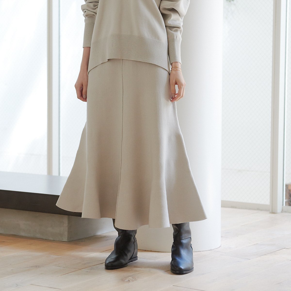 【ルージュヴィフラクレ/Rouge vif la cle】の【セットアップ対応】フレアニットスカート 人気、トレンドファッション・服の通販 founy(ファニー) 　ファッション　Fashion　レディースファッション　WOMEN　セットアップ　Setup　スカート　Skirt　おすすめ　Recommend　ストレッチ　Stretch　セットアップ　Set Up　トレンド　Trend　パーカー　Hoodie　フェミニン　Feminine　フレア　Flare　ミモレ　Mimore　リラックス　Relax　エレガント 上品　Elegant　今季　This Season　 other-1|ID: prp329100004561830 ipo3291000000032255756