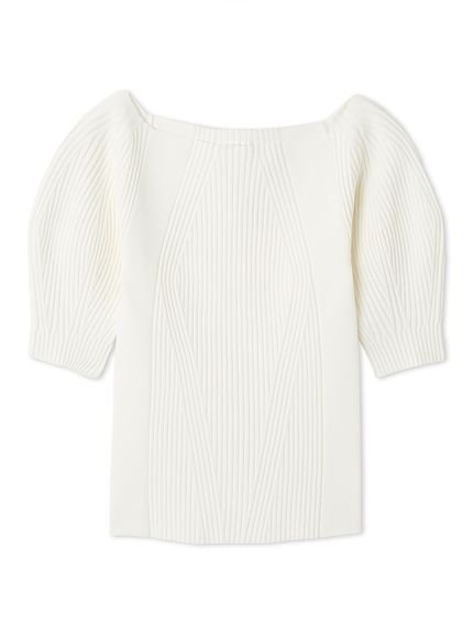 【フレイ アイディー/FRAY I.D】の2wayオフショルダーリブパフプルオーバー/ウォッシャブル インテリア・キッズ・メンズ・レディースファッション・服の通販 founy(ファニー) 　ファッション　Fashion　レディースファッション　WOMEN　トップス・カットソー　Tops/Tshirt　プルオーバー　Pullover　イレギュラー　Irregular　ウォッシャブル　Washable　オフショルダー　Off Shoulder　カッティング　Cutting　シンプル　Simple　ボトム　Bottom　エレガント 上品　Elegant　WHT[001]|ID: prp329100004561870 ipo3291000000032255990