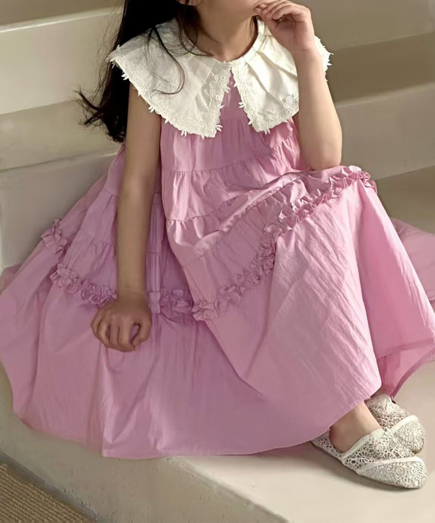 【アイモハ/aimoha / KIDS】の【aimoha-KIDS-】ノースリーブワンピース インテリア・キッズ・メンズ・レディースファッション・服の通販 founy(ファニー) 　ファッション　Fashion　キッズファッション　KIDS Children’s Clothing　ワンピース　Dress/Kids　カーディガン　Cardigan　サンダル　Sandals　シューズ　Shoes　ノースリーブ　No Sleeve　バレエ　Ballet　フォーマル　Formal　フラワー　Flower　フリル　Frills　レース　Race　エレガント 上品　Elegant　ピンク|ID: prp329100004561919 ipo3291000000032672349