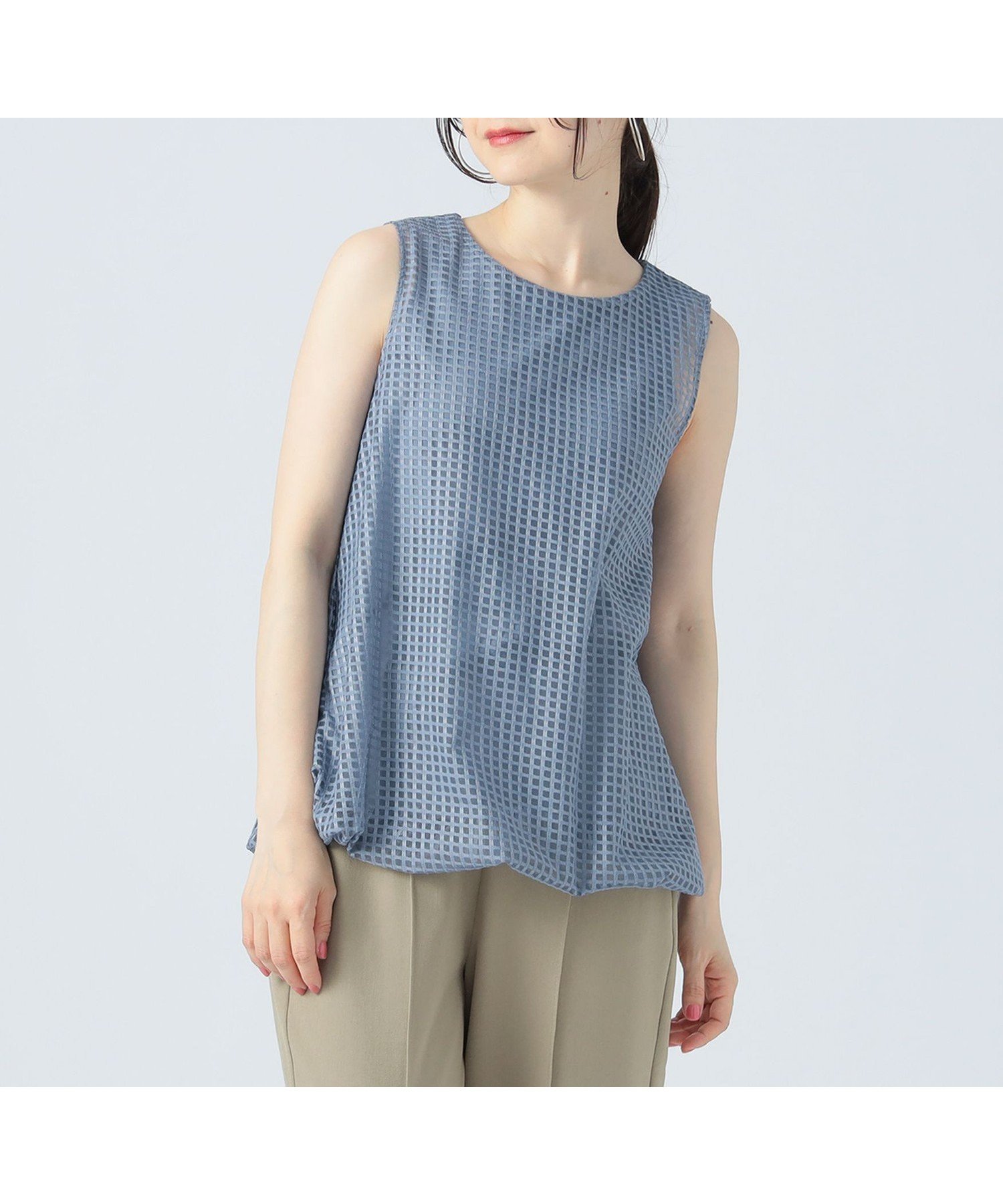 【ビームス ハート/BEAMS HEART】のバルーン ギンガム プルオーバー インテリア・キッズ・メンズ・レディースファッション・服の通販 founy(ファニー) 　ファッション　Fashion　レディースファッション　WOMEN　トップス・カットソー　Tops/Tshirt　プルオーバー　Pullover　カットソー　Cut And Sew　ギンガム　Gingham　トレンド　Trend　ノースリーブ　No Sleeve　バランス　Balance　バルーン　Balloon　フェミニン　Feminine　GREYISH BLUE|ID: prp329100004562466 ipo3291000000032260547