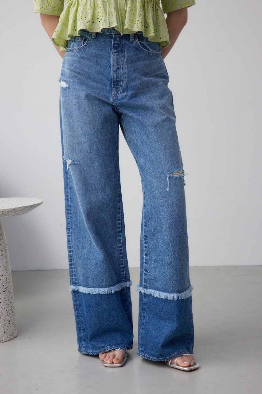 【アズール バイ マウジー/AZUL by moussy】のAZUL DENIM スウィッチングバイカラーデニム インテリア・キッズ・メンズ・レディースファッション・服の通販 founy(ファニー) 　ファッション　Fashion　レディースファッション　Fashion for Women　おすすめ　Recommended / Our Picks　シンプル　Simple, Minimal　ストレッチ　Stretch, Stretchy Fabric　デニム　Denim, Jeans Material　春　Spring　BLU|ID: prp329100004562518 ipo3291000000032720964