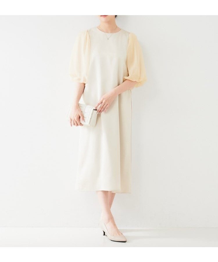 【アンタイトル/UNTITLED】のバルーン袖サテンワンピース インテリア・キッズ・メンズ・レディースファッション・服の通販 founy(ファニー) 　ファッション　Fashion　レディースファッション　WOMEN　ワンピース　Dress　サテン　Satin　バルーン　Balloon　フェミニン　Feminine　ポケット　Pocket　エレガント 上品　Elegant　グレージュ|ID: prp329100004562556 ipo3291000000032261089