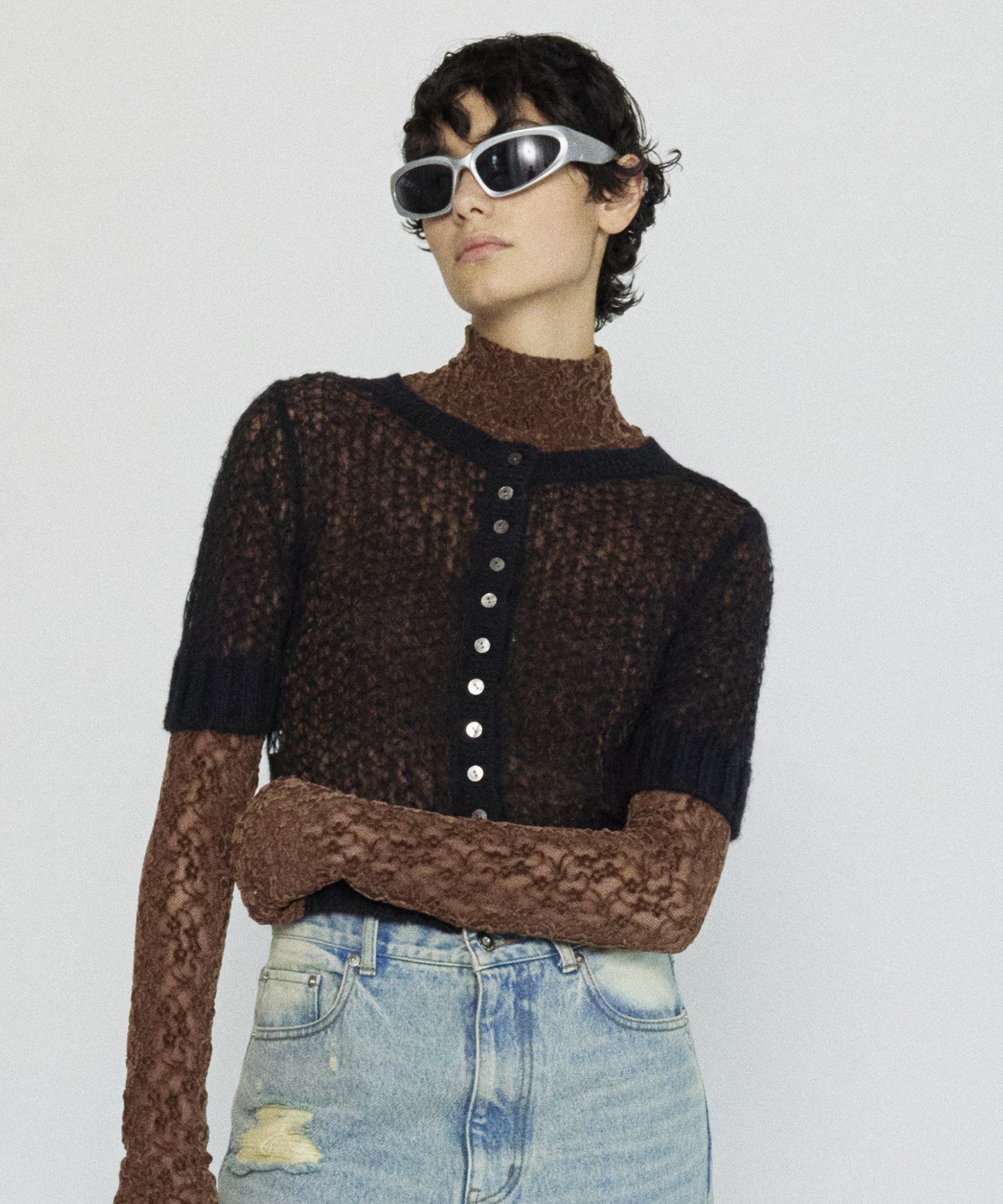 【メゾンスペシャル/MAISON SPECIAL】の2way Sheer Mohair Half Sleeve Knitwear インテリア・キッズ・メンズ・レディースファッション・服の通販 founy(ファニー) 　ファッション　Fashion　レディースファッション　WOMEN　トップス・カットソー　Tops/Tshirt　ニット　Knit Tops　インナー　Inner　カーディガン　Cardigan　グラフィック　Graphic　シアー　Sheer　シンプル　Simple　タンク　Tank　プリント　Print　メッシュ　Mesh　モヘア　Mohair　BLK|ID: prp329100004562607 ipo3291000000032261479