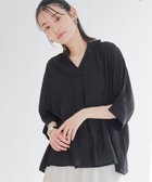 【コーエン/COEN】の【接触冷感】リラクシーストライプスキッパーブラウス BLACK|ID: prp329100004562707 ipo3291000000032667980