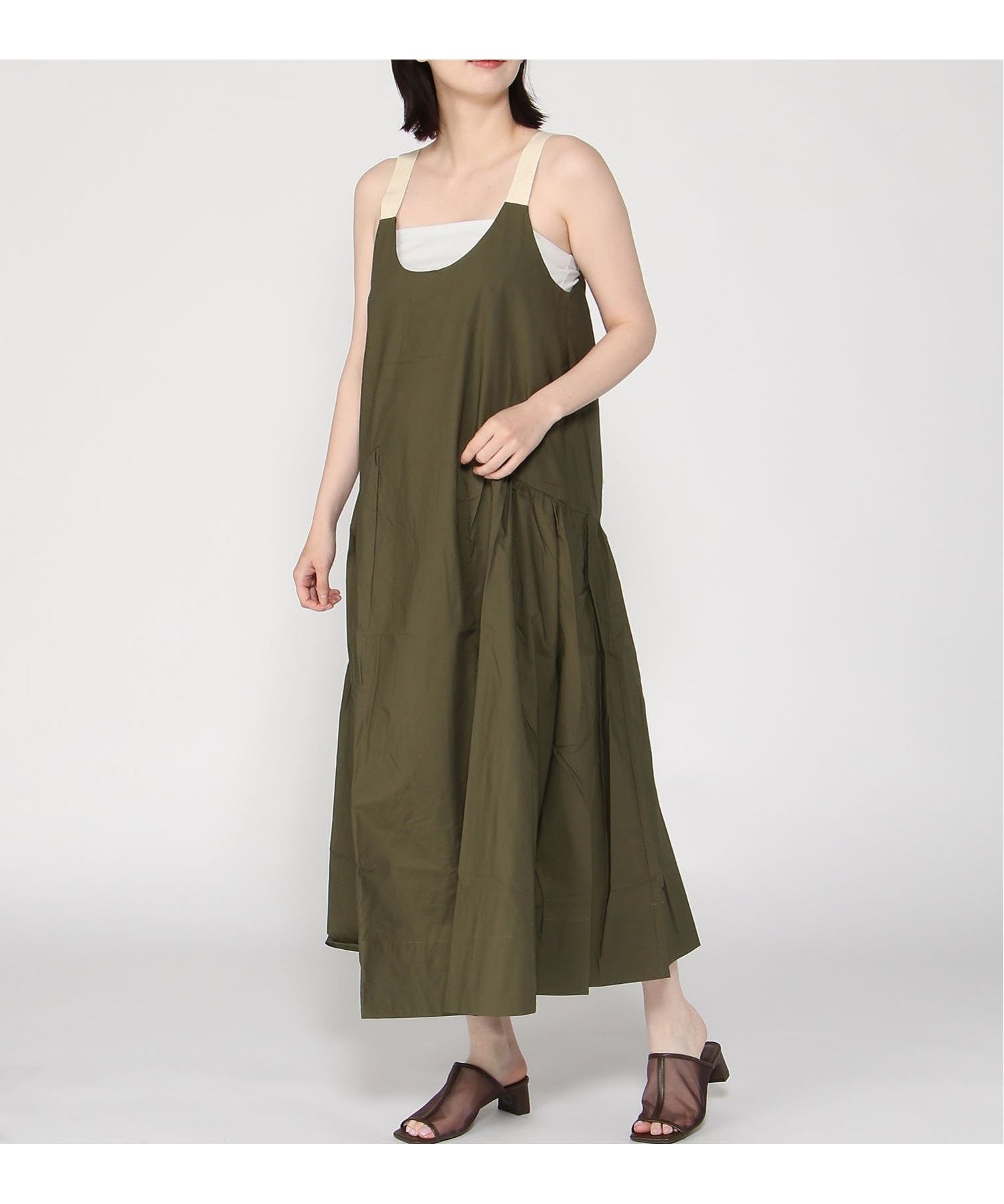 【バナナ リパブリック/BANANA REPUBLIC】のポプリン スイング マキシドレス インテリア・キッズ・メンズ・レディースファッション・服の通販 founy(ファニー) 　ファッション　Fashion　レディースファッション　WOMEN　ワンピース　Dress　ドレス　Party Dresses　サンダル　Sandals　シンプル　Simple　ドレス　Dress　ノースリーブ　No Sleeve　バングル　Bangle　フィット　Fit　フラット　Flat　マキシ　Maxi　リラックス　Relax　SPICED_OLIVE|ID: prp329100004562725 ipo3291000000032262584