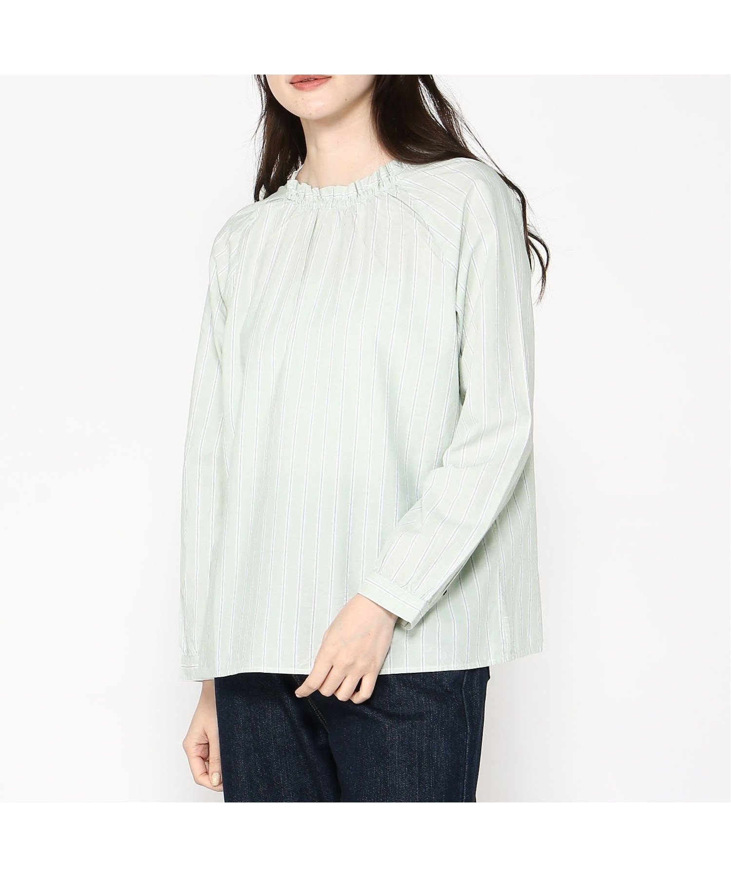【クロコダイル/CROCODILE】のラグランスリーブ ギャザー ブラウス インテリア・キッズ・メンズ・レディースファッション・服の通販 founy(ファニー) 　ファッション　Fashion　レディースファッション　WOMEN　トップス・カットソー　Tops/Tshirt　シャツ/ブラウス　Shirts/Blouses　インナー　Inner　ギャザー　Gather　ストライプ　Stripe　スリーブ　Sleeve　チェック　Check　グリーン|ID: prp329100004562730 ipo3291000000032262613