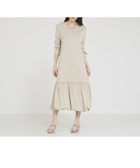 【アバハウスマヴィ/abahouse mavie】の【大人のいちまんワンピ】ニットコンビバルーンワンピ 人気、トレンドファッション・服の通販 founy(ファニー) ファッション Fashion レディースファッション WOMEN ワンピース Dress シンプル Simple ストレート Straight スリット Slit ドッキング Docking ネックレス Necklace バランス Balance バルーン Balloon ロング Long |ID:prp329100004562750