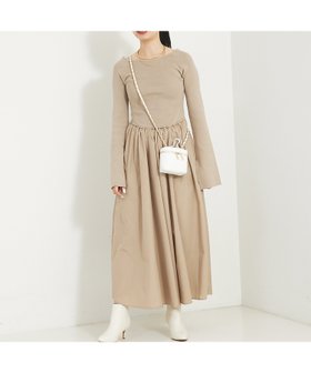 【ルージュヴィフラクレ/Rouge vif la cle】のスリーブフレアニット*布帛コンビワンピース 人気、トレンドファッション・服の通販 founy(ファニー) ファッション Fashion レディースファッション Fashion for Women ワンピース Dresses ギャザー Gathered, Ruffled コンビ Combo, Combination Style ドッキング Docking, Mixed Material フェミニン Feminine, Girly フレアースカート Flared Skirt, A-Line Skirt |ID:prp329100004562753