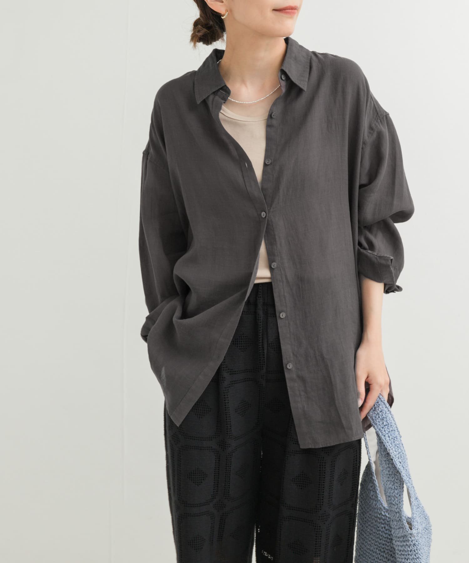 【アーバンリサーチ ドアーズ/URBAN RESEARCH DOORS】のラミー混ルーズシャツ インテリア・キッズ・メンズ・レディースファッション・服の通販 founy(ファニー) 　ファッション　Fashion　レディースファッション　Ladies' Fashion Online　トップス・カットソー　Tops/Tshirt　シャツ/ブラウス　Shirts/Blouses　イエロー　Yellow　秋　Autumn/Fall　シンプル　Simple　ストレート　Straight　タンク　Tank　リラックス　Relax　ルーズ　Loose　S/S・春夏　Ss・Spring/Summer　夏　Summer　エレガント 上品　Elegant　2025年　2025　2025春夏・S/S　Ss,Spring/Summer,2025　CHARCOAL|ID: prp329100004562797 ipo3291000000032608083