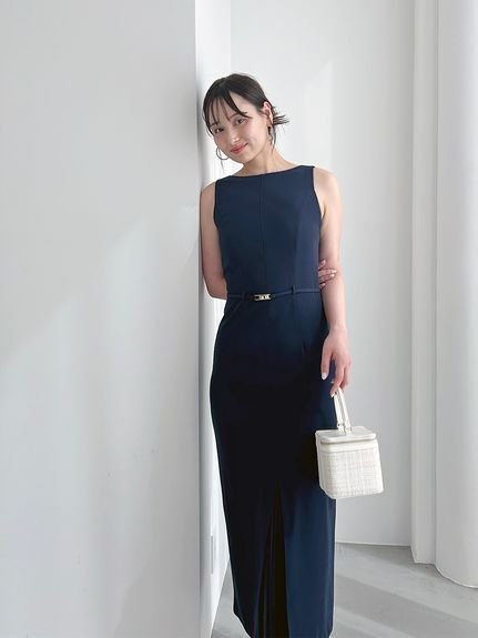 【スナイデル/SNIDEL】のSustainableベルティッドIラインワンピース インテリア・キッズ・メンズ・レディースファッション・服の通販 founy(ファニー) 　ファッション　Fashion　レディースファッション　WOMEN　ワンピース　Dress　おすすめ　Recommend　イエロー　Yellow　ウェーブ　Wave　エレガント 上品　Elegant　シンプル　Simple　センター　Center　プリーツ　Pleats　ミックス　Mix　リュクス　Luxe　DNVY[090]|ID: prp329100004562824 ipo3291000000032263582