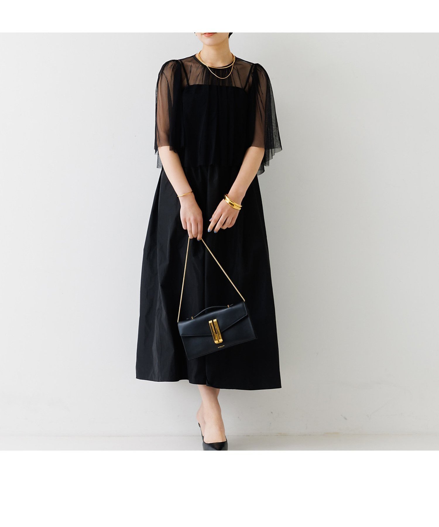 【ルージュヴィフラクレ/Rouge vif la cle】のチュールセット2WAY フレアワンピース インテリア・キッズ・メンズ・レディースファッション・服の通販 founy(ファニー) 　ファッション　Fashion　レディースファッション　Fashion for Women　ワンピース　Dresses　ギャザー　Gathered, Ruffled　シアー　Sheer, See-Through　シンプル　Simple, Minimal　ジャケット　Jacket, Outerwear　セレモニー　Ceremony　チュール　Tulip, Tulip Motif　フレア　Flare, Flared　結婚式　Wedding　ブラック|ID: prp329100004562863 ipo3291000000033828456