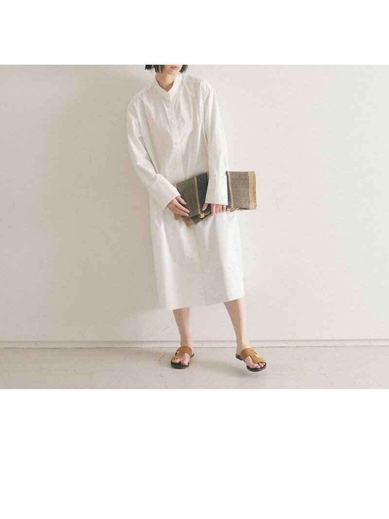 【カリテ/qualite】のドレープネックシャツワンピース インテリア・キッズ・メンズ・レディースファッション・服の通販 founy(ファニー) 　ファッション　Fashion　レディースファッション　WOMEN　ワンピース　Dress　シャツワンピース　Shirt Dresses　おすすめ　Recommend　カフス　Cuffs　スタンド　Stand　ストライプ　Stripe　春　Spring　無地　Plain Color　オフホワイト|ID: prp329100004562887 ipo3291000000032264101