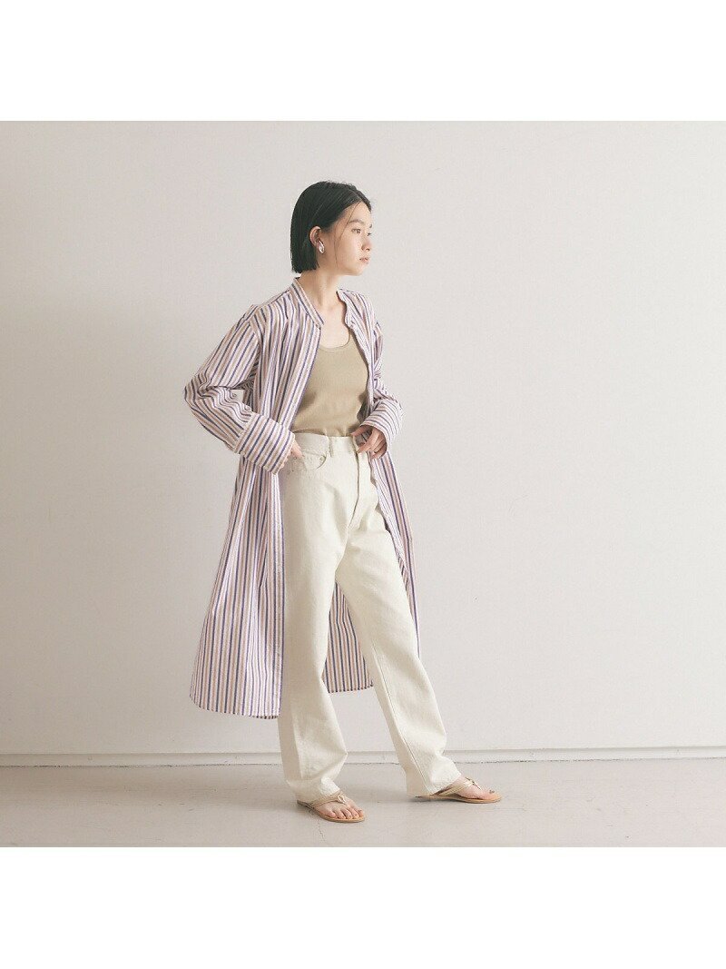 【カリテ/qualite】のドレープネックシャツワンピース インテリア・キッズ・メンズ・レディースファッション・服の通販 founy(ファニー) 　ファッション　Fashion　レディースファッション　WOMEN　ワンピース　Dress　シャツワンピース　Shirt Dresses　おすすめ　Recommend　カフス　Cuffs　スタンド　Stand　ストライプ　Stripe　春　Spring　無地　Plain Color　ストライプ|ID: prp329100004562887 ipo3291000000032264103