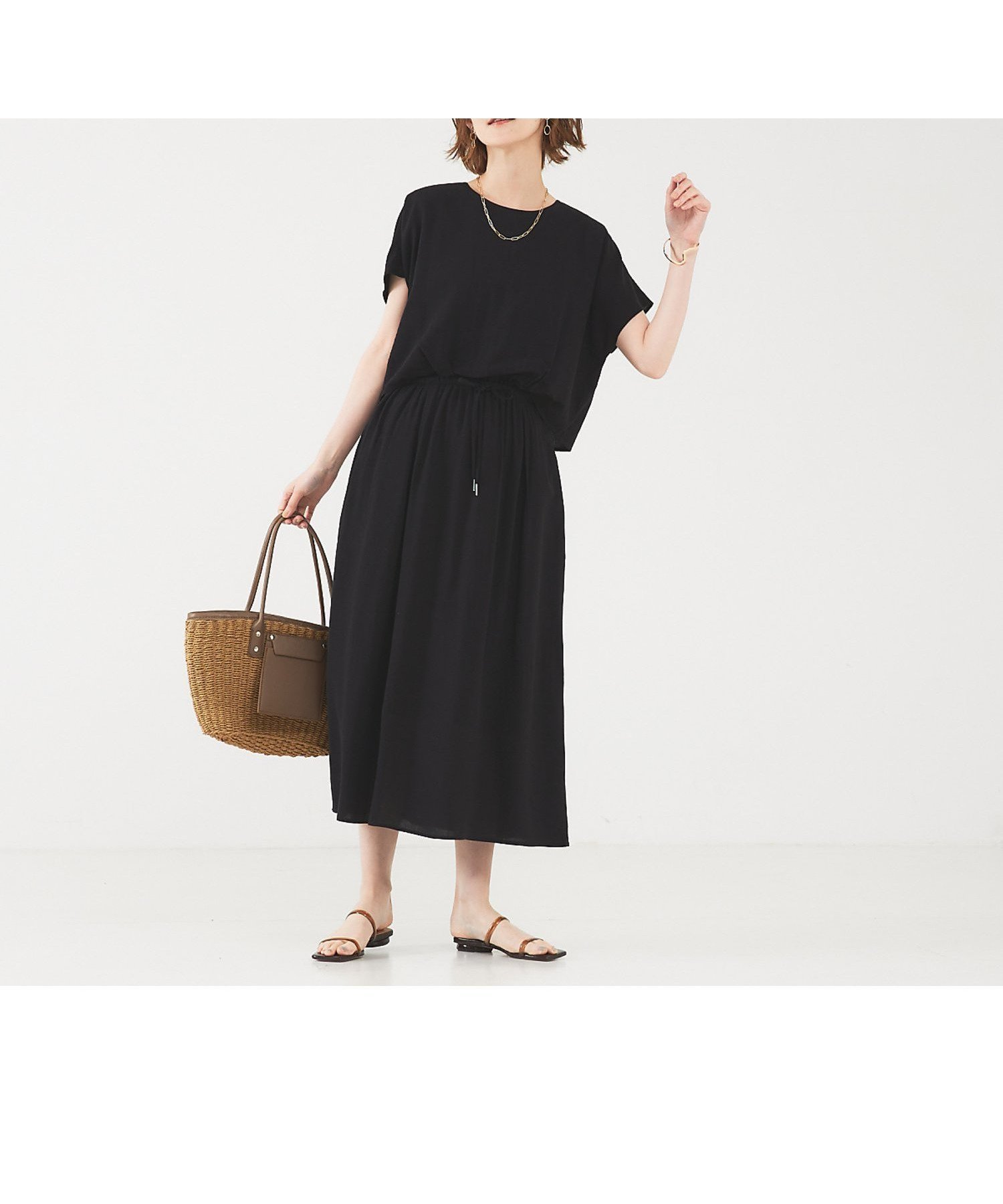 【アバハウスマヴィ/abahouse mavie】のレーヨンリネンワンピース インテリア・キッズ・メンズ・レディースファッション・服の通販 founy(ファニー) 　ファッション　Fashion　レディースファッション　WOMEN　ワンピース　Dress　セットアップ　Set Up　リネン　Linen　夏　Summer　ブラック|ID: prp329100004562938 ipo3291000000032264468