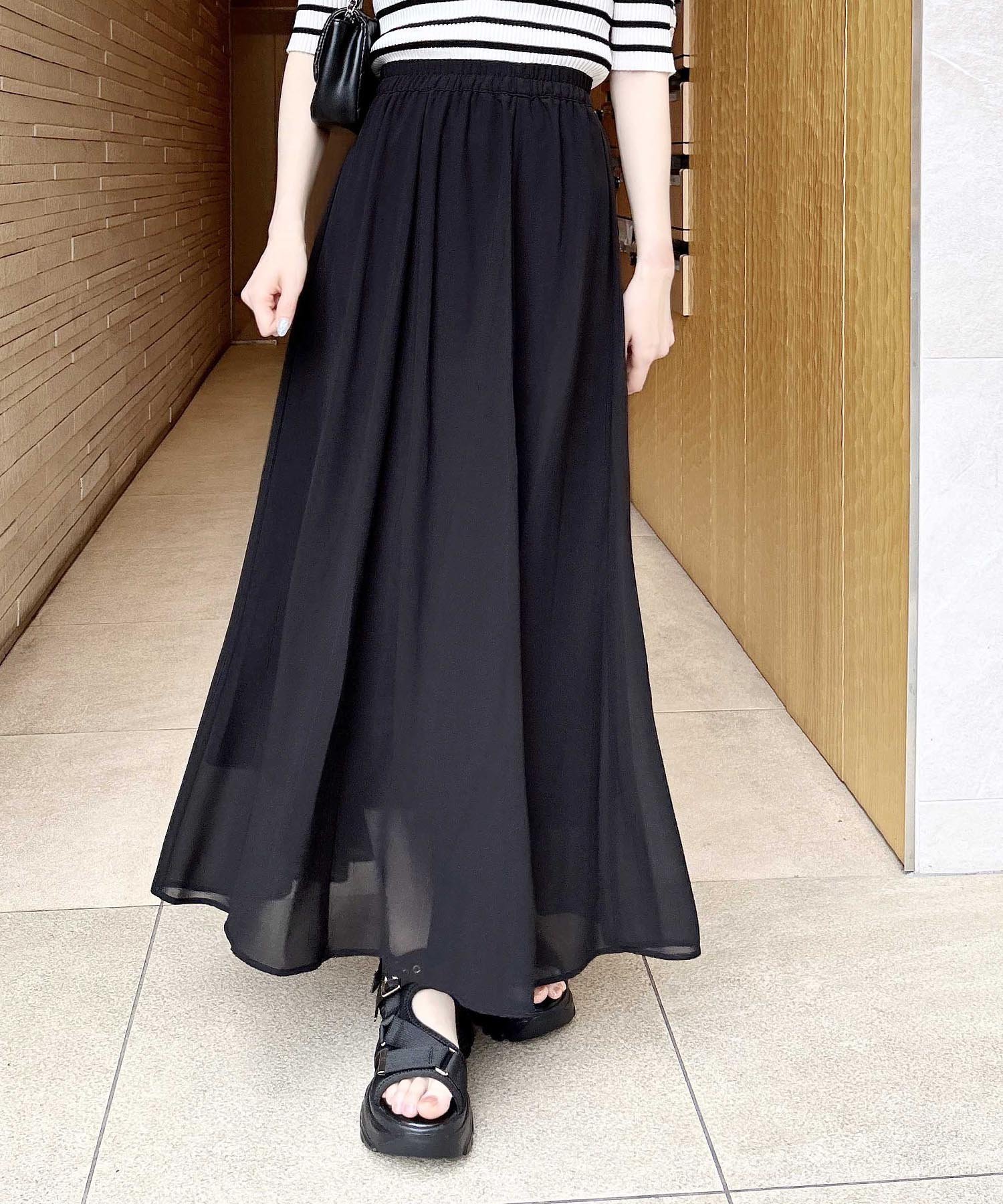 【イング/INGNI】のINGNI/シアーギャザーフレアSK インテリア・キッズ・メンズ・レディースファッション・服の通販 founy(ファニー) 　ファッション　Fashion　レディースファッション　WOMEN　スカート　Skirt　ギャザー　Gather　シアー　Sheer　ショート　Short　スマホ　Smartphone　トレンド　Trend　バランス　Balance　フィット　Fit　ロング　Long　クロ|ID: prp329100004562982 ipo3291000000032264906