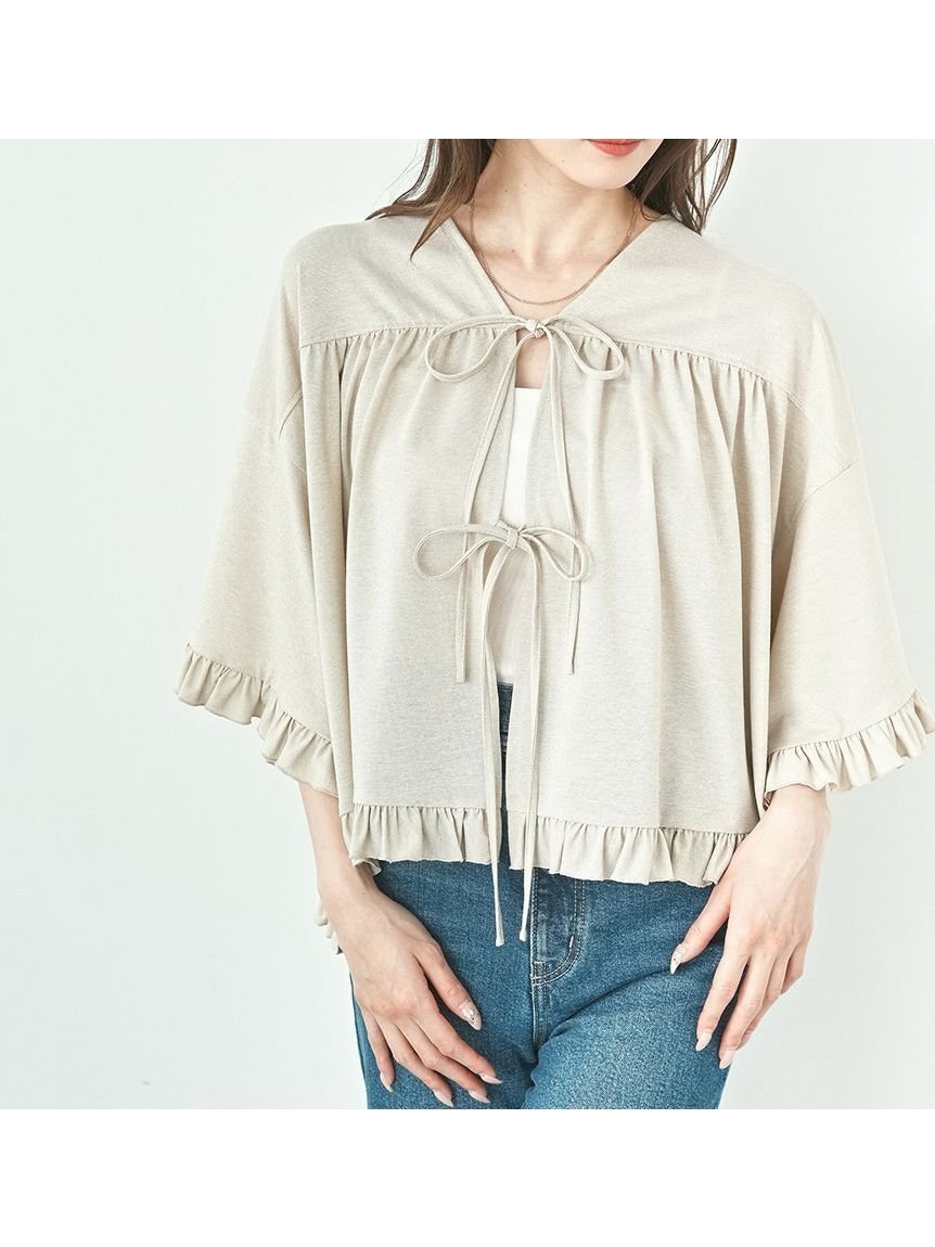 【スナイデル/SNIDEL】のボリュームフリルカットブラウス/UVカット・ウォッシャブル インテリア・キッズ・メンズ・レディースファッション・服の通販 founy(ファニー) 　ファッション　Fashion　レディースファッション　WOMEN　トップス・カットソー　Tops/Tshirt　シャツ/ブラウス　Shirts/Blouses　エアリー　Airy　カットソー　Cut And Sew　ギャザー　Gather　シアー　Sheer　ドレープ　Drape　フリル　Frills　フロント　Front　リボン　Ribbon　おすすめ　Recommend　GLD[017]|ID: prp329100004563040 ipo3291000000032265653
