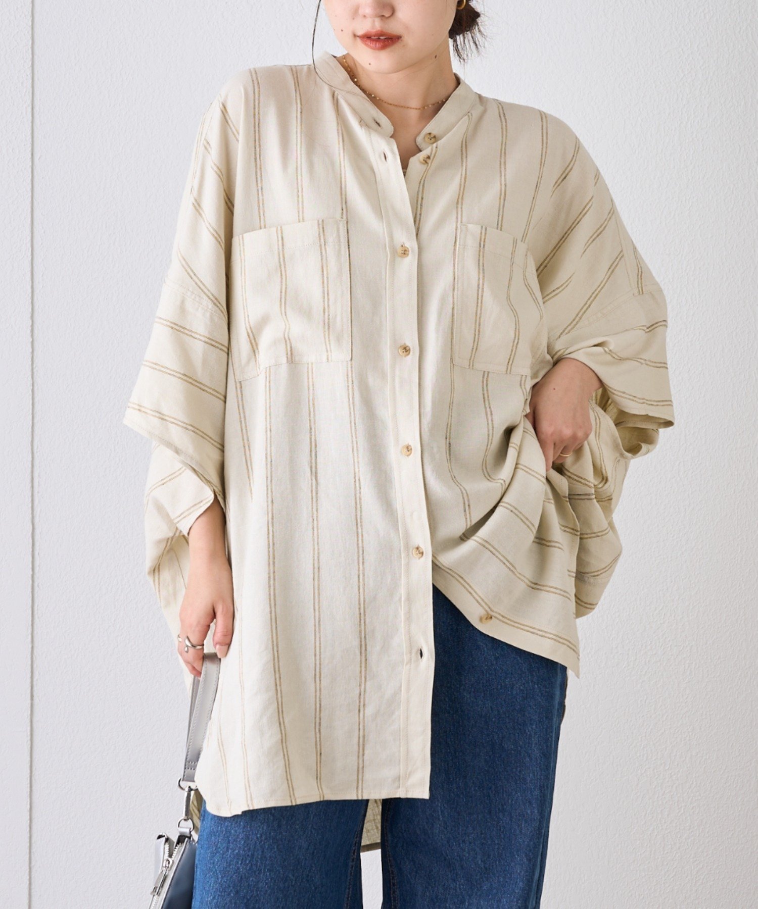 【チャオパニックティピー/CIAOPANIC TYPY】の【夏の体型カバー】リネンレーヨンドルマンシャツ インテリア・キッズ・メンズ・レディースファッション・服の通販 founy(ファニー) 　ファッション　Fashion　レディースファッション　Fashion for Women　トップス・カットソー　Cut & Sew Tops　シャツ・ブラウス・オフィスカジュアル　Elegant Blouses & Button-Ups　キャミワンピース　Cami Dress, Slip Dress　デニム　Denim, Jeans Material　リネン　Linen, Linen Fabric　リラックス　Relax, Relaxed Fit　プチプライス・低価格　Affordable / Budget Price　おすすめ　Recommended / Our Picks　夏　Summer　ベージュ|ID: prp329100004563064 ipo3291000000033612755