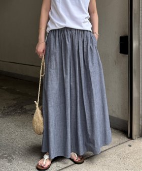 【エルビーシー/LBC】のコットンシャンブレーギャザースカート 人気、トレンドファッション・服の通販 founy(ファニー) ファッション Fashion レディースファッション Fashion for Women スカート Skirts ギャザー Gathered, Ruffled シャンブレー Chambray, Denim-Like Fabric シンプル Simple, Minimal フレア Flare, Flared ロング Long, Long-Length 夏 Summer 春 Spring S/S・春夏 SS, Spring/Summer, Warm Season |ID:prp329100004563078