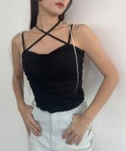 【ナイスクラップ/NICE CLAUP】の肩リボンギャザーキャミ 人気、トレンドファッション・服の通販 founy(ファニー) ファッション Fashion レディースファッション WOMEN トップス・カットソー Tops/Tshirt キャミソール / ノースリーブ No Sleeves キャミソール Camisole フィット Fit フェミニン Feminine thumbnail ブラック|ID: prp329100004563107 ipo3291000000032266298