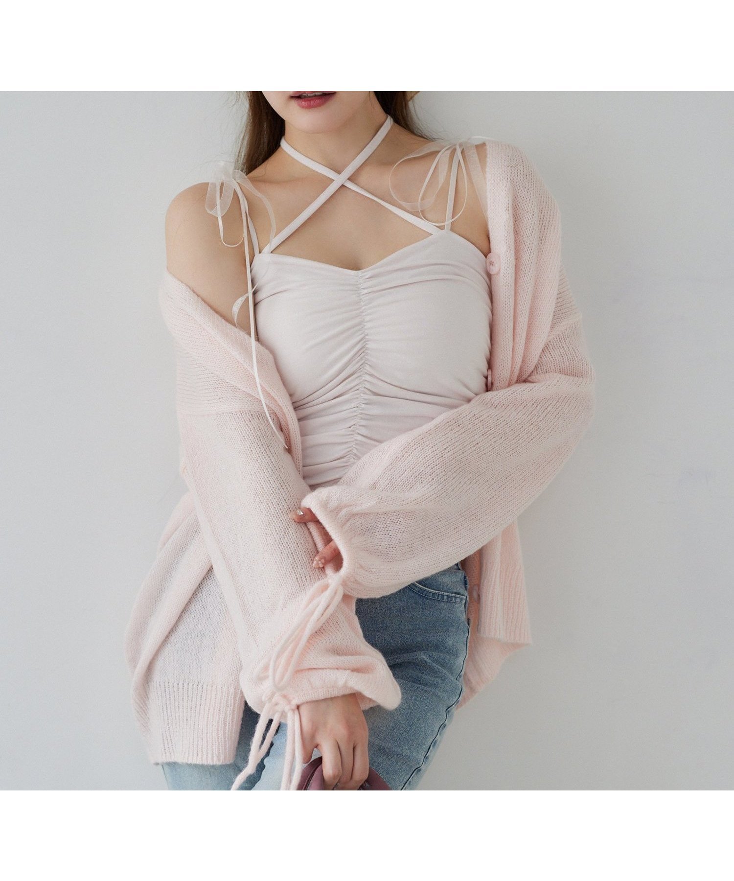 【ナイスクラップ/NICE CLAUP】の肩リボンギャザーキャミ インテリア・キッズ・メンズ・レディースファッション・服の通販 founy(ファニー) 　ファッション　Fashion　レディースファッション　WOMEN　トップス・カットソー　Tops/Tshirt　キャミソール / ノースリーブ　No Sleeves　キャミソール　Camisole　フィット　Fit　フェミニン　Feminine　ピンク|ID: prp329100004563107 ipo3291000000032266300