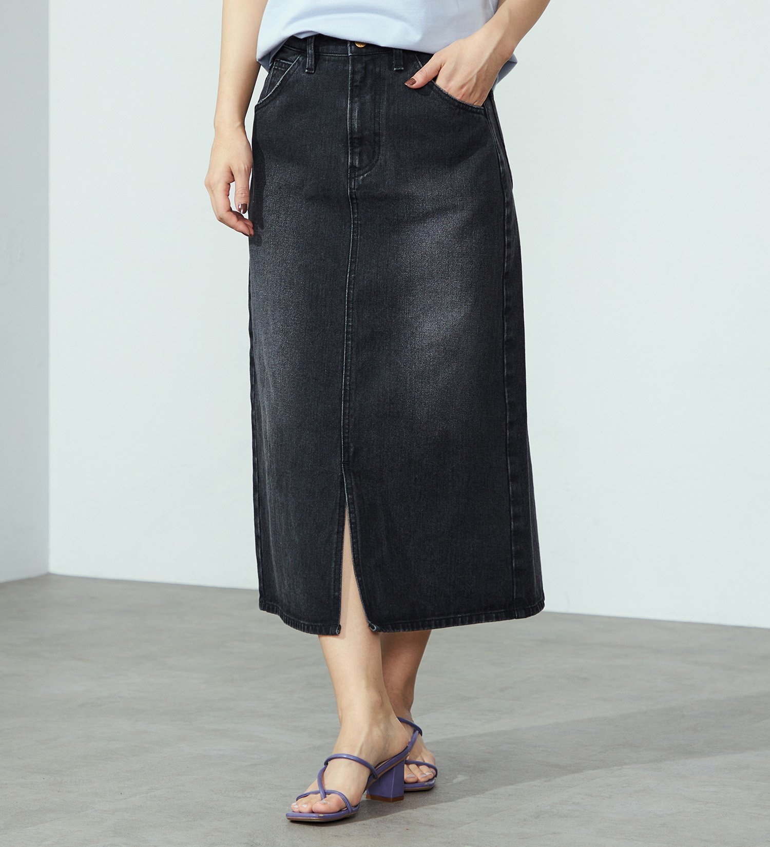 【その他のブランド/Other】の【豊富なサイズ展開】Lee BABE ストレッチ/ミドル丈デニムスカート XS-XL セットアップ可 インテリア・キッズ・メンズ・レディースファッション・服の通販 founy(ファニー) 　ファッション　Fashion　レディースファッション　Ladies' Fashion Online　セットアップ　Setup　スカート　Skirt　スカート　Skirt　デニムスカート　Denim Skirts　ストレッチ　Stretch　スリット　Slit　セットアップ　Set Up　デニム　Denim　フレア　Flare　フロント　Front　ミドル　Middle　ブラックデニム|ID: prp329100004563117 ipo3291000000032653673