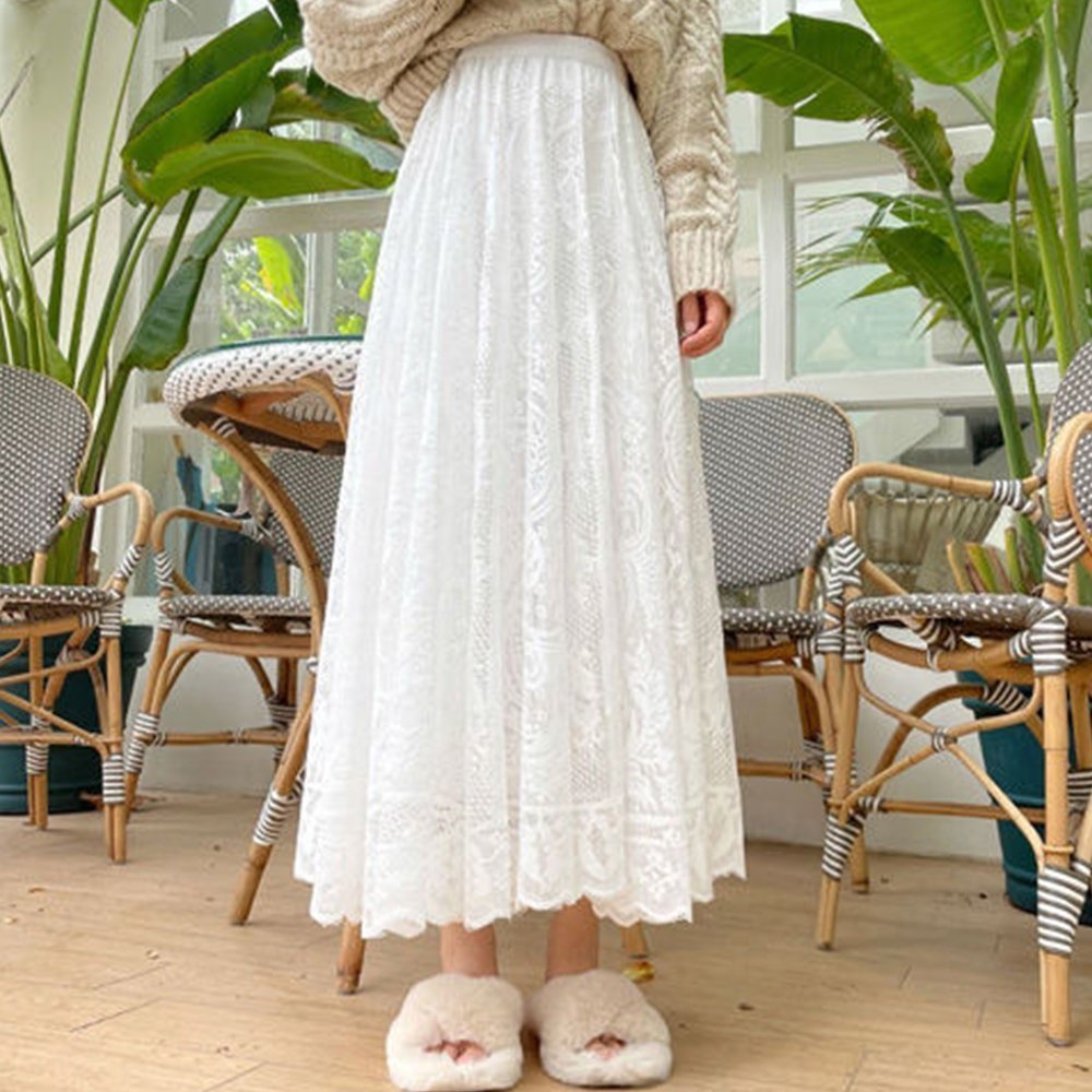 【ミニミニストア/miniministore】の総レーススカート レディース ボトムス インテリア・キッズ・メンズ・レディースファッション・服の通販 founy(ファニー) 　ファッション　Fashion　レディースファッション　WOMEN　スカート　Skirt　フラワー　Flower　レース　Race　ロング　Long　冬　Winter　A/W・秋冬　Aw・Autumn/Winter・Fw・Fall-Winter　ホワイト|ID: prp329100004563168 ipo3291000000032267006