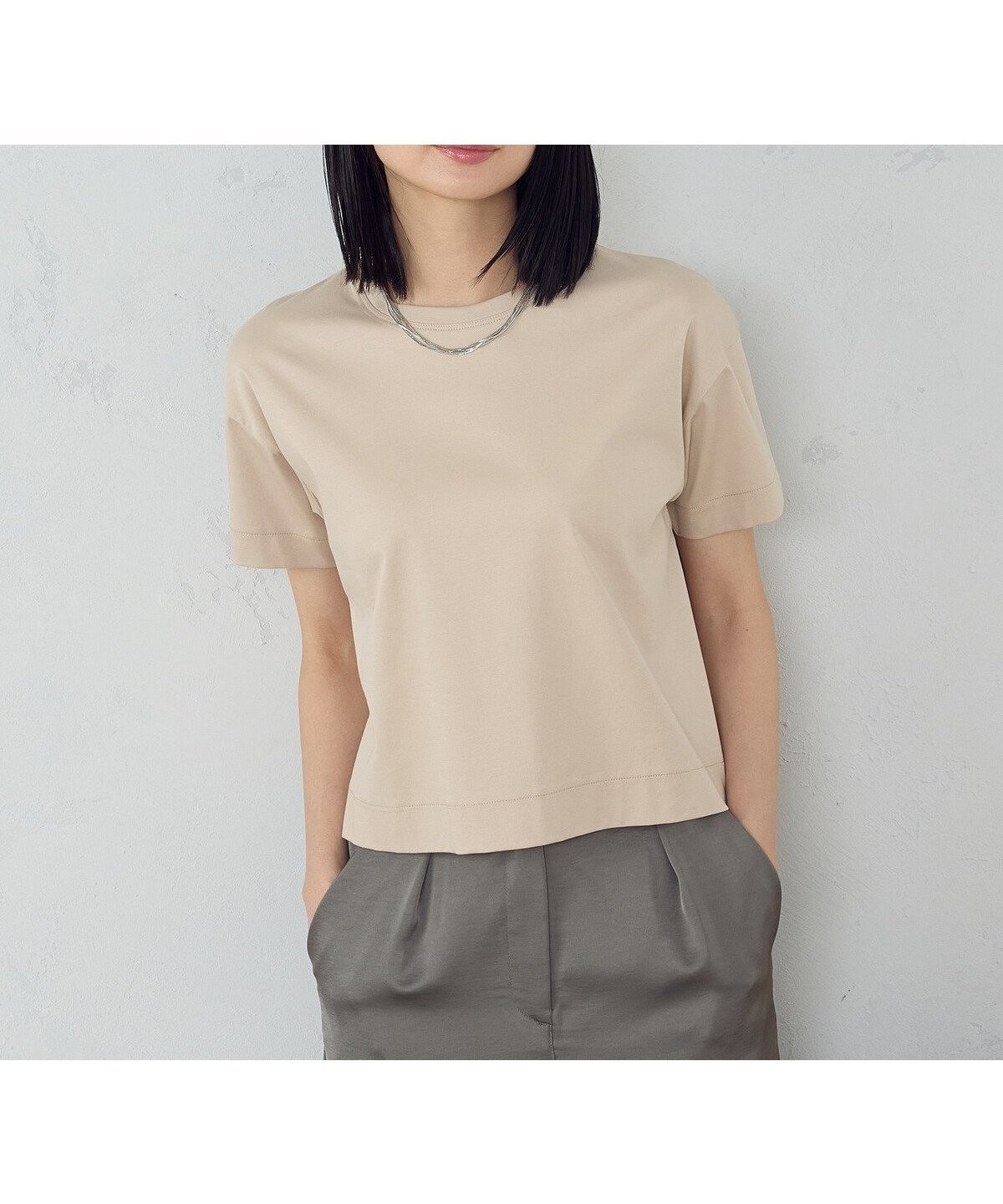 【コムサイズム/COMME CA ISM】のボックスシルエット クロップド丈 Tシャツ インテリア・キッズ・メンズ・レディースファッション・服の通販 founy(ファニー) 　ファッション　Fashion　レディースファッション　WOMEN　トップス・カットソー　Tops/Tshirt　シャツ/ブラウス　Shirts/Blouses　ロング / Tシャツ　T-Shirts　クロップド　Cropped　コンパクト　Compact　シンプル　Simple　ダブル　Double　バランス　Balance　ボックス　Box　ボトム　Bottom　おすすめ　Recommend　エレガント 上品　Elegant　ベージュ|ID: prp329100004563182 ipo3291000000032267162