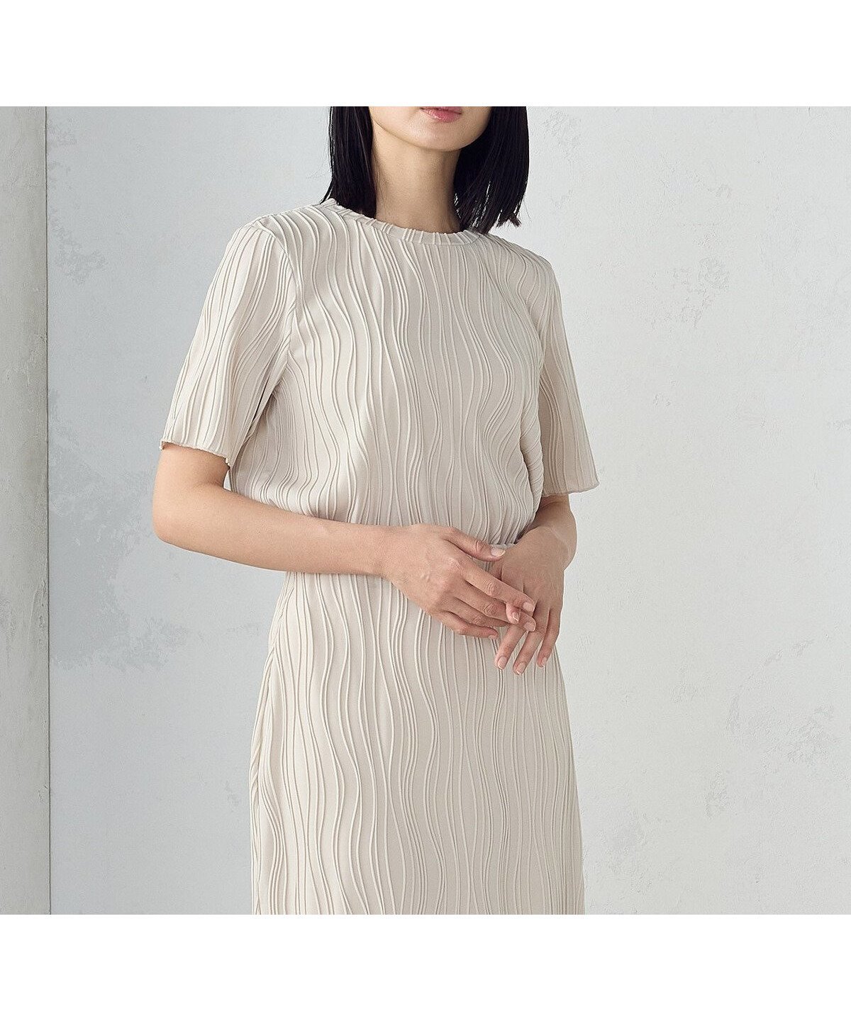 【コムサイズム/COMME CA ISM】のクルーネック ストレッチプリーツカットソー / セットアップ対応 インテリア・キッズ・メンズ・レディースファッション・服の通販 founy(ファニー) 　ファッション　Fashion　レディースファッション　WOMEN　トップス・カットソー　Tops/Tshirt　カットソー　Cut and Sewn　おすすめ　Recommend　カットソー　Cut And Sew　ストレッチ　Stretch　セットアップ　Set Up　バランス　Balance　プリーツ　Pleats　エレガント 上品　Elegant　アイボリー|ID: prp329100004563185 ipo3291000000032267179