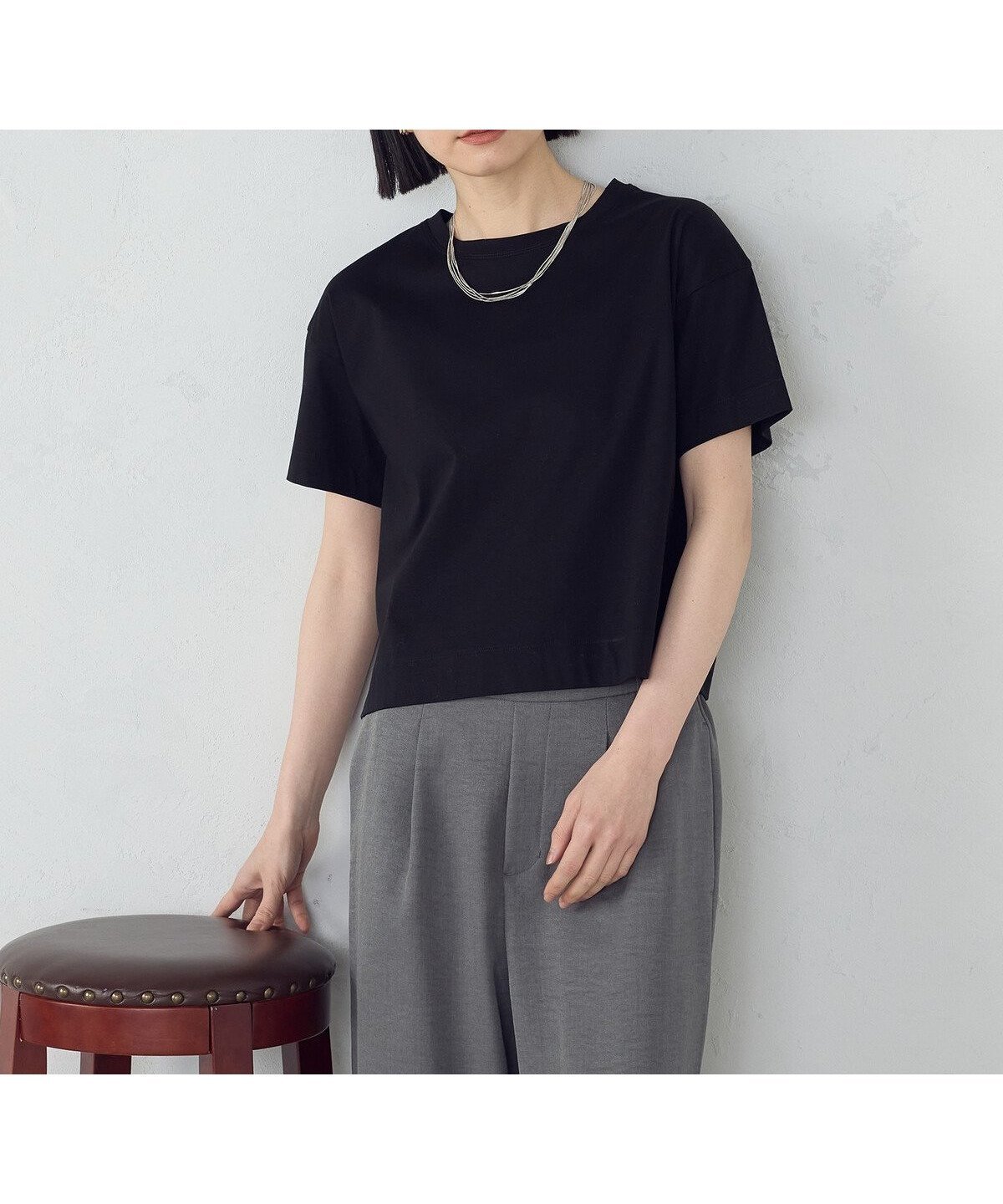 【コムサイズム/COMME CA ISM】のボックスシルエット クロップド丈 Tシャツ インテリア・キッズ・メンズ・レディースファッション・服の通販 founy(ファニー) 　ファッション　Fashion　レディースファッション　Ladies' Fashion Online　トップス・カットソー　Tops/Tshirt　シャツ/ブラウス　Shirts/Blouses　ロング / Tシャツ　T-Shirts　クロップド　Cropped　コンパクト　Compact　ダブル　Double　バランス　Balance　ボックス　Box　ボトム　Bottom　ポケット　Pocket　おすすめ　Recommend　エレガント 上品　Elegant　ブラック|ID: prp329100004563186 ipo3291000000032567281