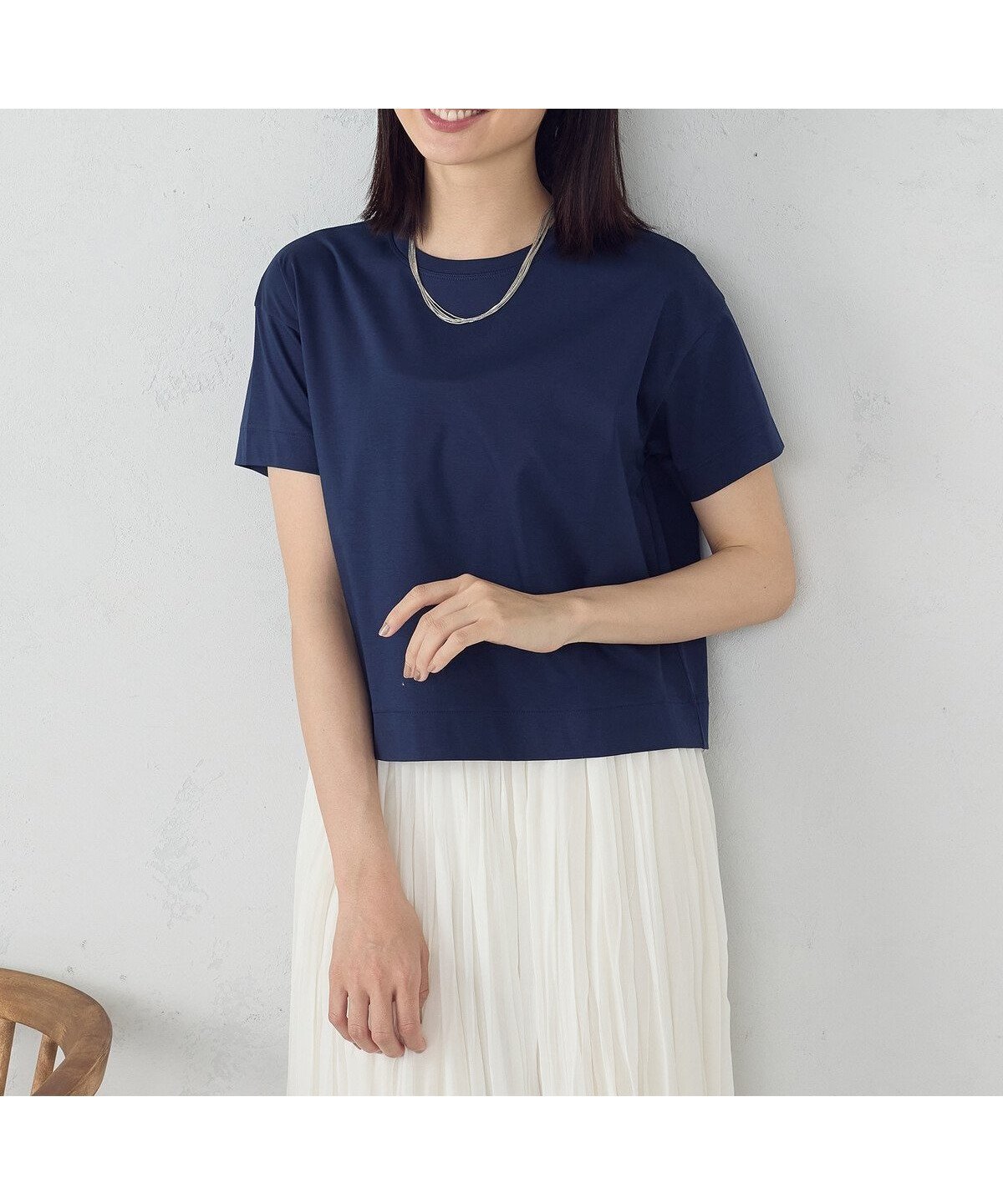 【コムサイズム/COMME CA ISM】のボックスシルエット クロップド丈 Tシャツ インテリア・キッズ・メンズ・レディースファッション・服の通販 founy(ファニー) 　ファッション　Fashion　レディースファッション　Ladies' Fashion Online　トップス・カットソー　Tops/Tshirt　シャツ/ブラウス　Shirts/Blouses　ロング / Tシャツ　T-Shirts　クロップド　Cropped　コンパクト　Compact　ダブル　Double　バランス　Balance　ボックス　Box　ボトム　Bottom　ポケット　Pocket　おすすめ　Recommend　エレガント 上品　Elegant　ネイビー|ID: prp329100004563186 ipo3291000000032567286