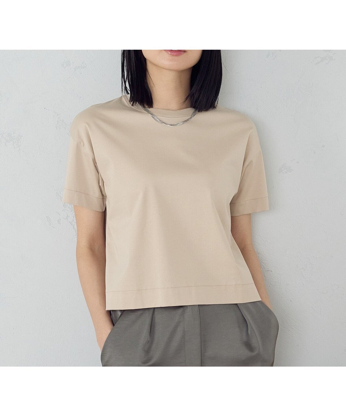 【コムサイズム/COMME CA ISM】のボックスシルエット クロップド丈 Tシャツ インテリア・キッズ・メンズ・レディースファッション・服の通販 founy(ファニー) 　ファッション　Fashion　レディースファッション　Ladies' Fashion Online　トップス・カットソー　Tops/Tshirt　シャツ/ブラウス　Shirts/Blouses　ロング / Tシャツ　T-Shirts　クロップド　Cropped　コンパクト　Compact　ダブル　Double　バランス　Balance　ボックス　Box　ボトム　Bottom　ポケット　Pocket　おすすめ　Recommend　エレガント 上品　Elegant　ベージュ|ID: prp329100004563186 ipo3291000000032567289