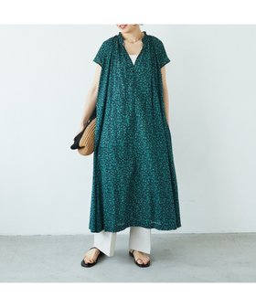 【ルクールブラン/le.coeur blanc】のフラワープリントネックギャザーワンピース 人気、トレンドファッション・服の通販 founy(ファニー) ファッション Fashion レディースファッション WOMEN ワンピース Dress |ID:prp329100004563195