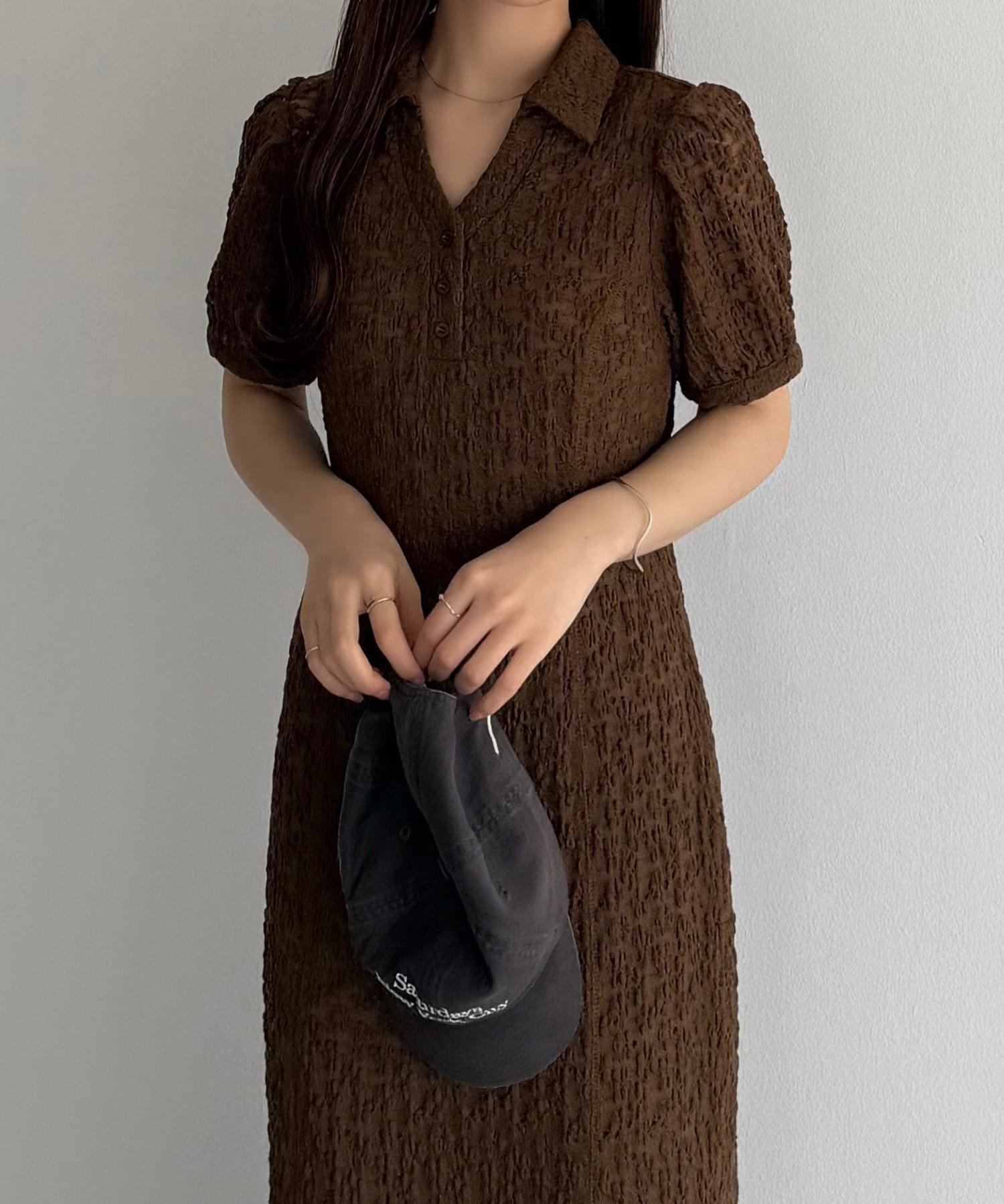 【ジュノア/JUNOAH】のcallautia カットレースポロワンピース(ペチワンピースセット) インテリア・キッズ・メンズ・レディースファッション・服の通販 founy(ファニー) 　ファッション　Fashion　レディースファッション　Ladies' Fashion Online　ワンピース　Dress　ブラウン|ID: prp329100004563208 ipo3291000000032590691