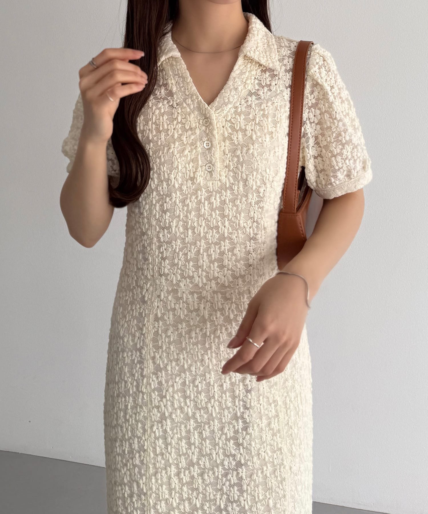 【ジュノア/JUNOAH】のcallautia カットレースポロワンピース(ペチワンピースセット) インテリア・キッズ・メンズ・レディースファッション・服の通販 founy(ファニー) 　ファッション　Fashion　レディースファッション　Ladies' Fashion Online　ワンピース　Dress　アイボリー|ID: prp329100004563208 ipo3291000000032590693