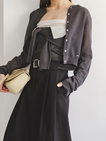 【スナイデル/SNIDEL】のSustainableメタルプレートカーディガン インテリア・キッズ・メンズ・レディースファッション・服の通販 founy(ファニー) 　ファッション　Fashion　レディースファッション　WOMEN　トップス・カットソー　Tops/Tshirt　カーディガン　Cardigans　おすすめ　Recommend　インナー　Inner　カーディガン　Cardigan　シアー　Sheer　シンプル　Simple　フロント　Front　ワンポイント　One Point　エレガント 上品　Elegant　夏　Summer　DGRY[008]|ID: prp329100004563212 ipo3291000000032267505
