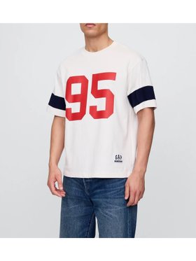 【ギャップ/GAP】のJPN OVS HVY WT FOOTBALL T 人気、トレンドファッション・服の通販 founy(ファニー) ファッション Fashion レディースファッション WOMEN おすすめ Recommend ジャージー Jersey スタイリッシュ Stylish ストライプ Stripe ダウン Down フィット Fit フロント Front プリント Print 半袖 Short Sleeve |ID:prp329100004563351