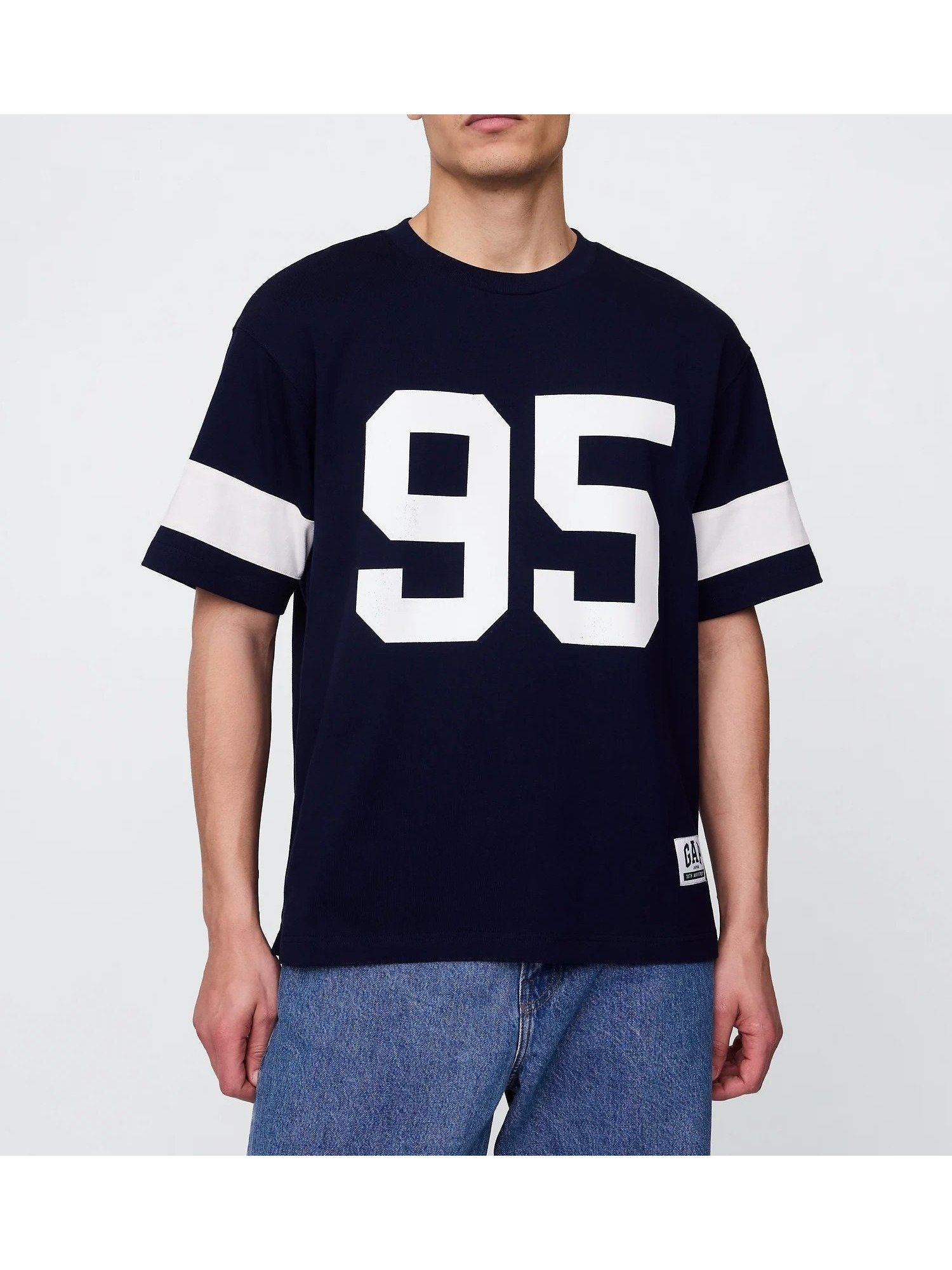 【ギャップ/GAP】のJPN OVS HVY WT FOOTBALL T インテリア・キッズ・メンズ・レディースファッション・服の通販 founy(ファニー) 　ファッション　Fashion　レディースファッション　WOMEN　おすすめ　Recommend　ジャージー　Jersey　スタイリッシュ　Stylish　ストライプ　Stripe　ダウン　Down　フィット　Fit　フロント　Front　プリント　Print　半袖　Short Sleeve　NAVY_UNIFORM|ID: prp329100004563351 ipo3291000000032269407