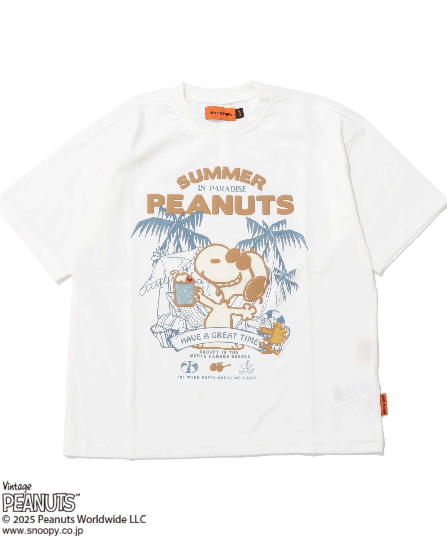 【クリフメイヤー キッズ/KRIFF MAYER / KIDS】のスヌーピープリントT(クリームソーダ) インテリア・キッズ・メンズ・レディースファッション・服の通販 founy(ファニー) 　ファッション　Fashion　キッズファッション　KIDS Children’s Clothing　キャラクター　Character　ショート　Short　スリーブ　Sleeve　プリント　Print　リゾート　Resort　夏　Summer　OFF|ID: prp329100004563390 ipo3291000000032655912