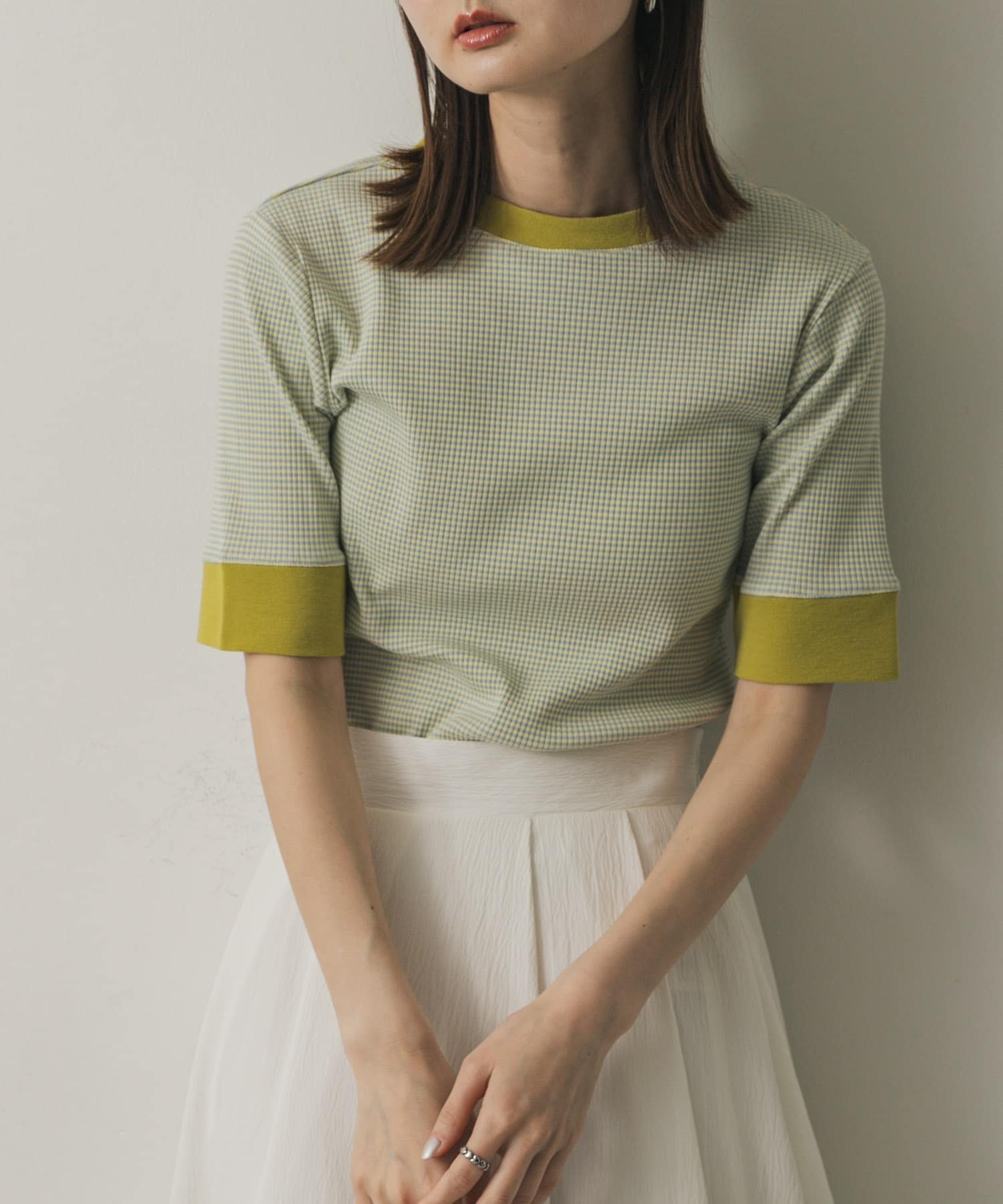 【センスオブプレイス/SENSE OF PLACE by URBAN RESEARCH】の『一部WEB限定カラー』クルーネックリンガーボーダーTシャツ(5分袖) インテリア・キッズ・メンズ・レディースファッション・服の通販 founy(ファニー) 　ファッション　Fashion　レディースファッション　Fashion for Women　トップス・カットソー　Cut & Sew Tops　シャツ・ブラウス・オフィスカジュアル　Elegant Blouses & Button-Ups　ロングTシャツ・Tシャツ　Longline T-Shirts & Tees　2025年　2025　2025春夏・S/S　Spring/Summer 2025 SS25　ボーダー　Border, Stripe　夏　Summer　S/S・春夏　SS, Spring/Summer, Warm Season　YEL×BLU|ID: prp329100004563418 ipo3291000000032729683