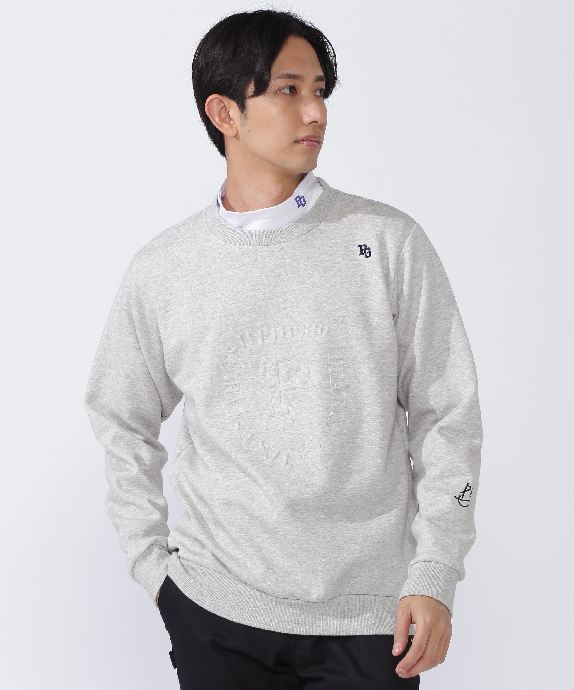 【パーリーゲイツ/PEARLY GATES / MEN】のC/Peダンボールクルーネックプルオーバー インテリア・キッズ・メンズ・レディースファッション・服の通販 founy(ファニー) 　ファッション　Fashion　メンズファッション　Men's Style Online　トップス・カットソー　Tops/Tshirt/Men　おすすめ　Recommend　アウトドア　Outdoor　ゴルフ　Golf　シンプル　Simple　ボトム　Bottom　エレガント 上品　Elegant　グレー|ID: prp329100004563446 ipo3291000000032664038