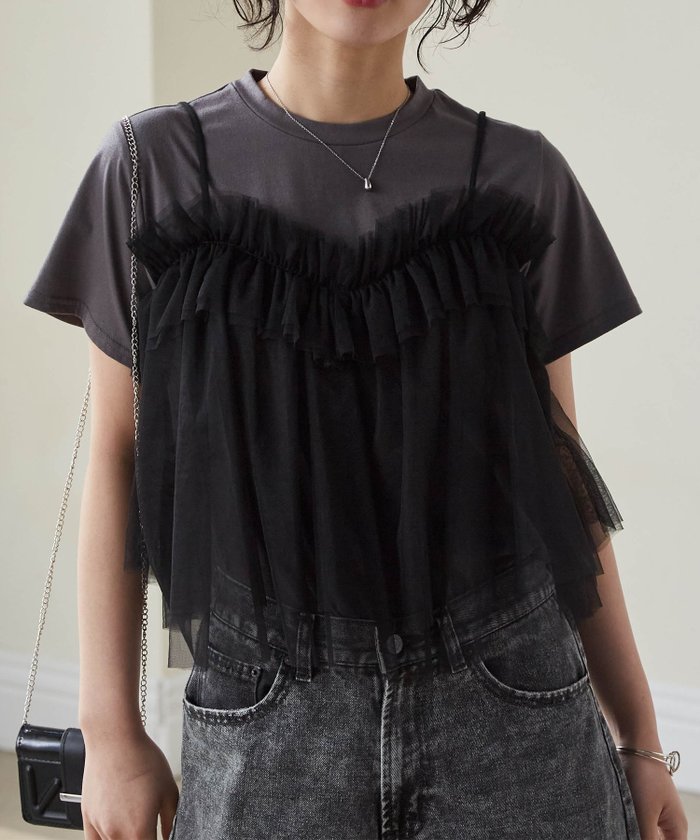 【ラナン/Ranan】のRANAN/チュールビスチェドッキングTシャツ インテリア・キッズ・メンズ・レディースファッション・服の通販 founy(ファニー) https://founy.com/ ファッション Fashion レディースファッション WOMEN トップス・カットソー Tops/Tshirt シャツ/ブラウス Shirts/Blouses ロング / Tシャツ T-Shirts ビスチェ Bustier インナー Inner シアー Sheer チュール Tulle デニム Denim フェミニン Feminine フリル Frills ポケット Pocket 半袖 Short Sleeve |ID: prp329100004563450 ipo3291000000032270672