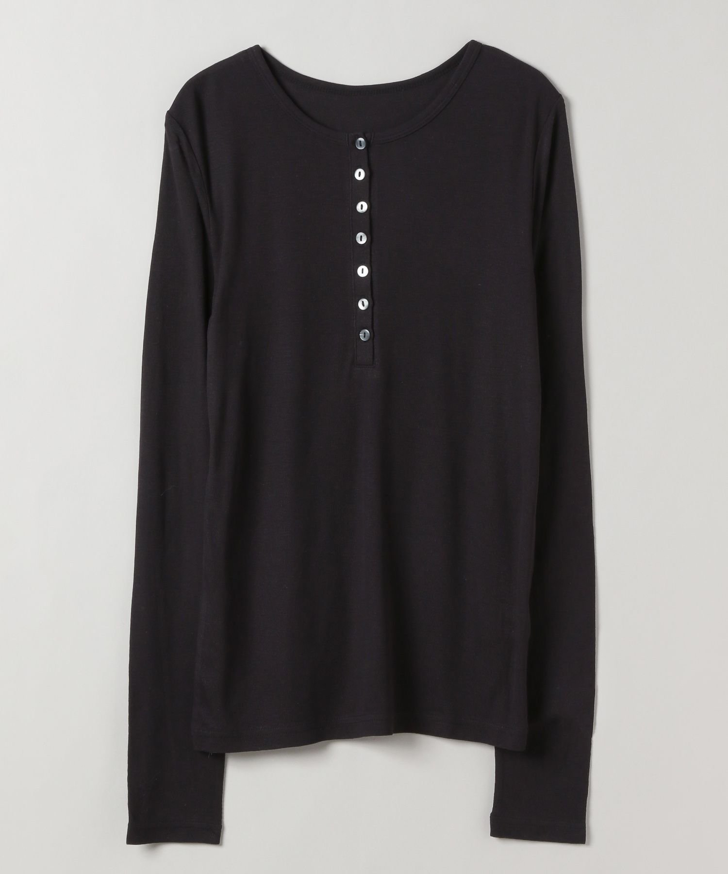 【ジーナシス/JEANASiS】のセミシアーリブヘンリー LS インテリア・キッズ・メンズ・レディースファッション・服の通販 founy(ファニー) 　ファッション　Fashion　レディースファッション　WOMEN　おすすめ　Recommend　カットソー　Cut And Sew　サロペット　Overalls　シンプル　Simple　春　Spring　ブラック|ID: prp329100004563452 ipo3291000000032270704