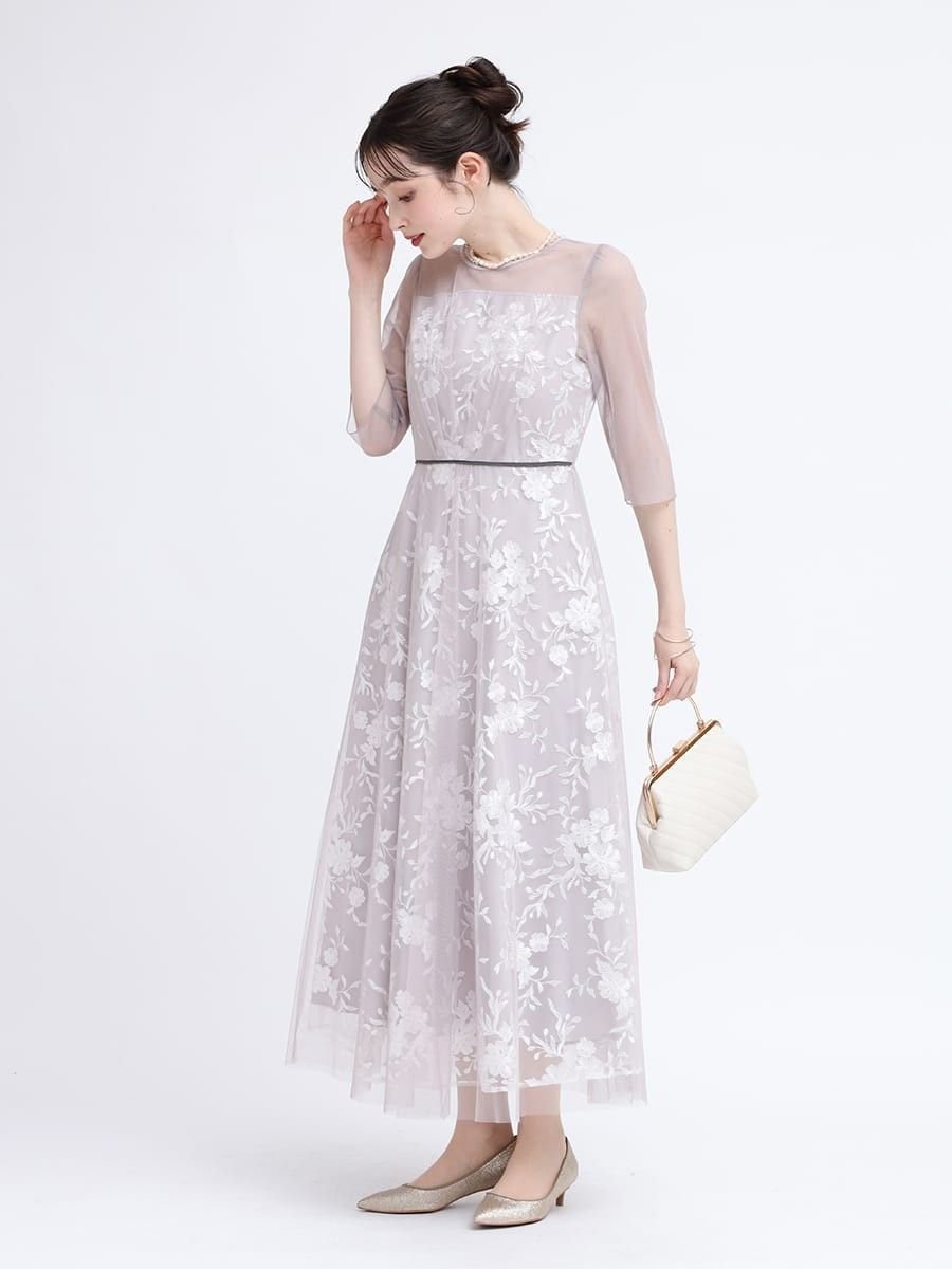 【ヴァン/Vin】のチュールレイヤードフラワー刺繍ドレス 人気、トレンドファッション・服の通販 founy(ファニー) 　ファッション　Fashion　レディースファッション　Fashion for Women　ワンピース　Dresses　フォーマル・パーティードレス・結婚式用ドレス　Elegant & Casual Dresses　チュール　Tulip, Tulip Motif　ドレス　Dress, One-Piece　パイピング　Piping, Trim Design　フラワー　Flower, Floral　モチーフ　Motif, Design Theme　レース　Lace, Lace Fabric　エレガント 上品　Elegant　結婚式　Wedding　 other-1|ID: prp329100004563942 ipo3291000000032722365