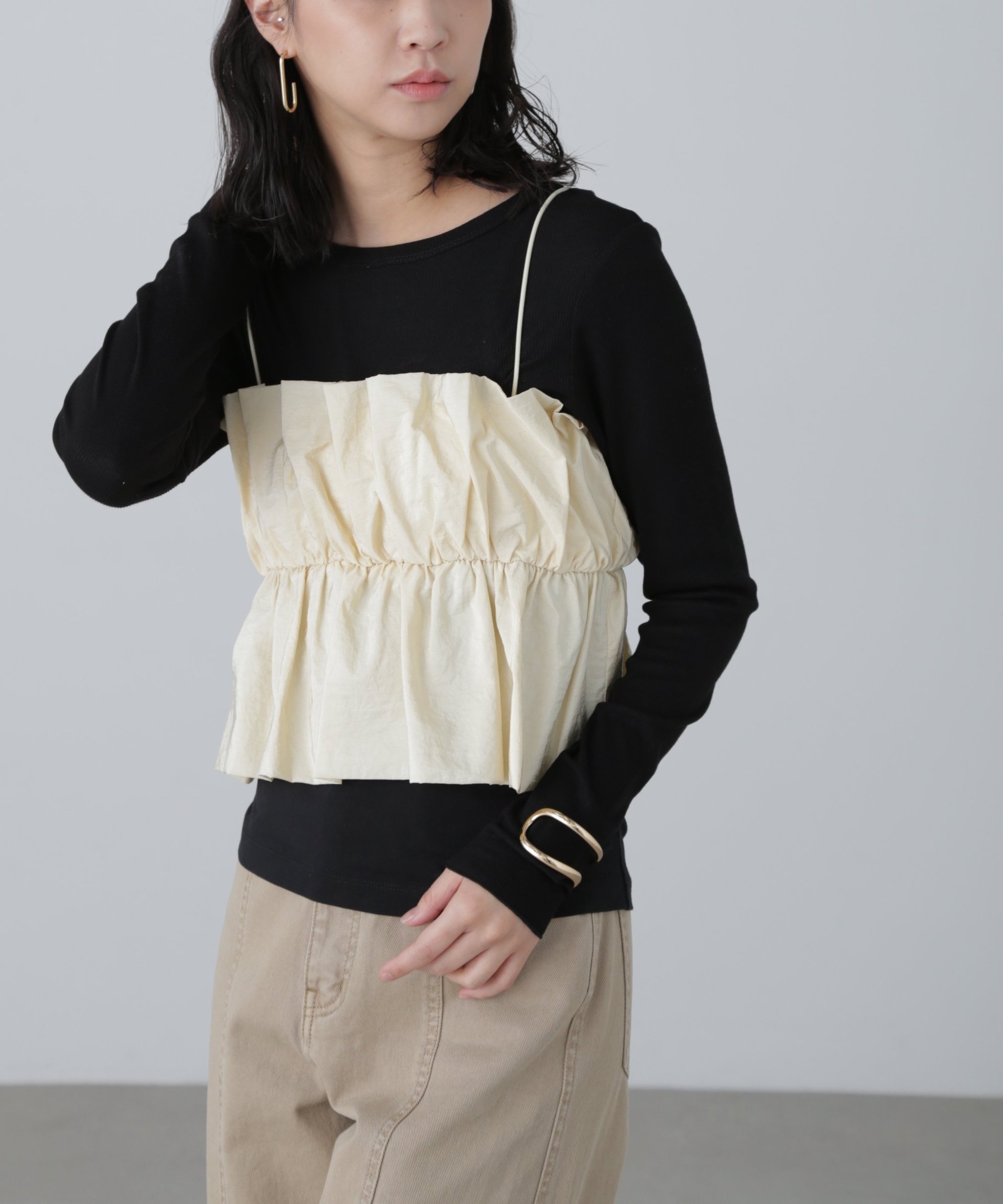 【フリーズマート/FREE'S MART】のシャイニーキャミソールビスチェ インテリア・キッズ・メンズ・レディースファッション・服の通販 founy(ファニー) 　ファッション　Fashion　レディースファッション　WOMEN　トップス・カットソー　Tops/Tshirt　キャミソール / ノースリーブ　No Sleeves　ビスチェ　Bustier　カーゴパンツ　Cargo Pants　ギャザー　Gather　ジャージー　Jersey　ダウン　Down　デニム　Denim　ビスチェ　Bustier　ランダム　Random　軽量　Lightweight　オフ|ID: prp329100004564047 ipo3291000000032275691