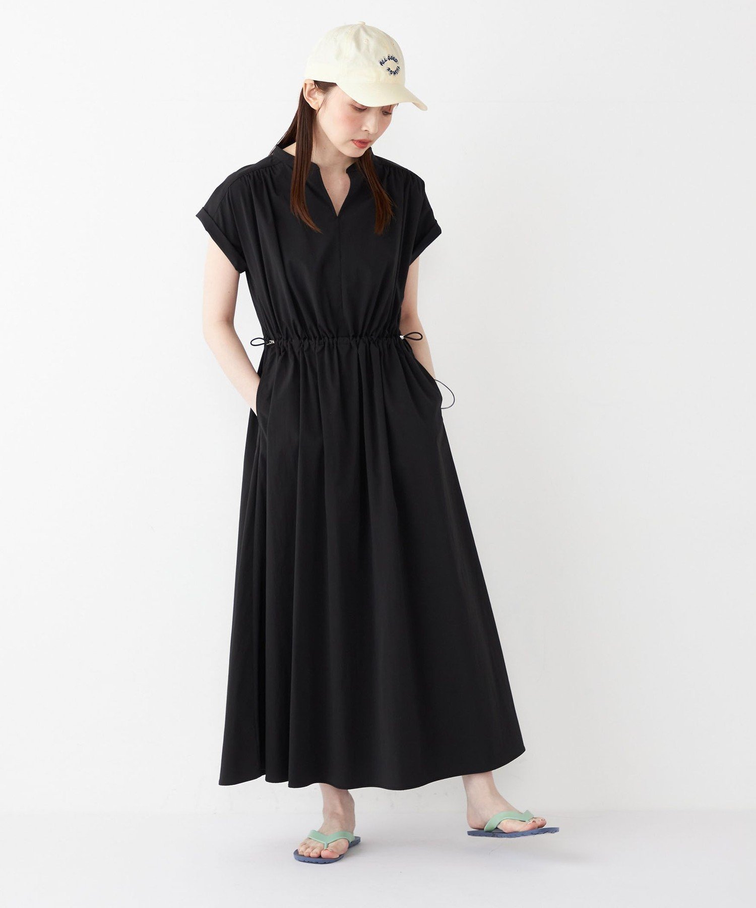 【シップス フォー ウィメン/SHIPS】のSHIPS Colors 接触冷感・UVカット・撥水 マルチファンクション ワンピース インテリア・キッズ・メンズ・レディースファッション・服の通販 founy(ファニー) 　ファッション　Fashion　レディースファッション　WOMEN　ワンピース　Dress　2025年　2025　2025春夏・S/S　Ss,Spring/Summer,2025　おすすめ　Recommend　ギャザー　Gather　スキッパー　Skipper　ストレッチ　Stretch　スポーティ　Sporty　エレガント 上品　Elegant　夏　Summer　ブラック|ID: prp329100004564058 ipo3291000000032468030